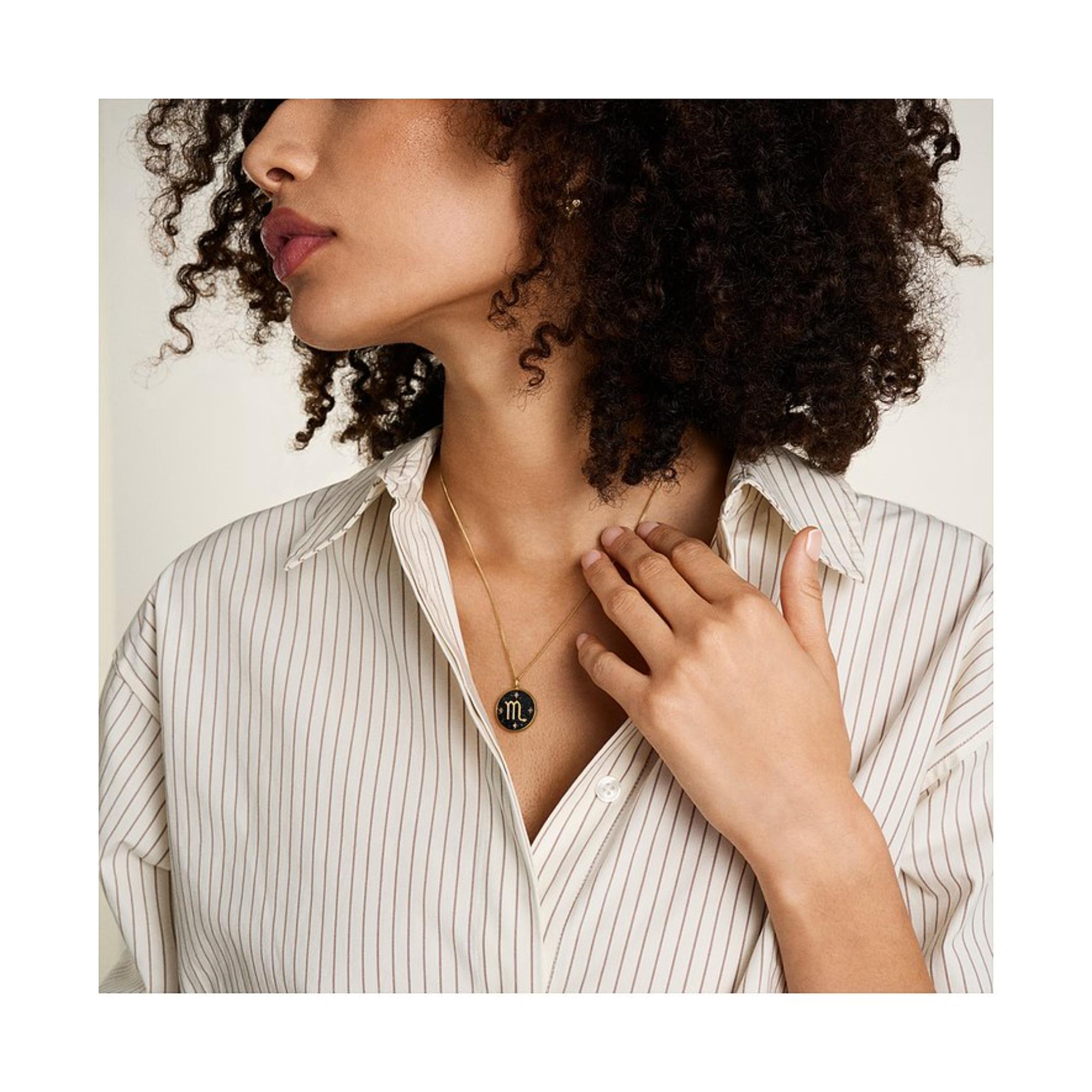 Fossil Written in the Stars Gold-Tone Stainless Steel Black Sandstone Scorpio Pendant Ladies Necklace JF04845710