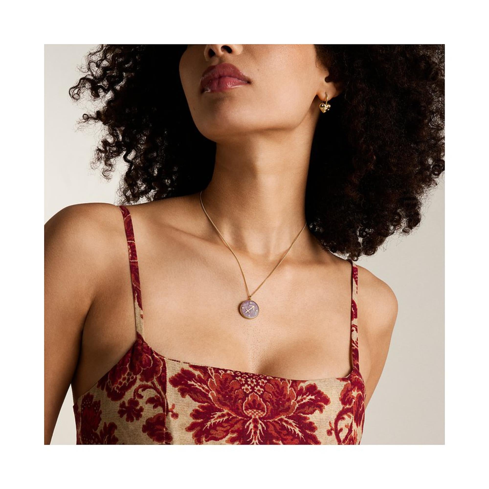 Fossil Written in the Stars Gold-Tone Stainless Steel Purple Amethyst Sagittarius Pendant Ladies Necklace JF04846710