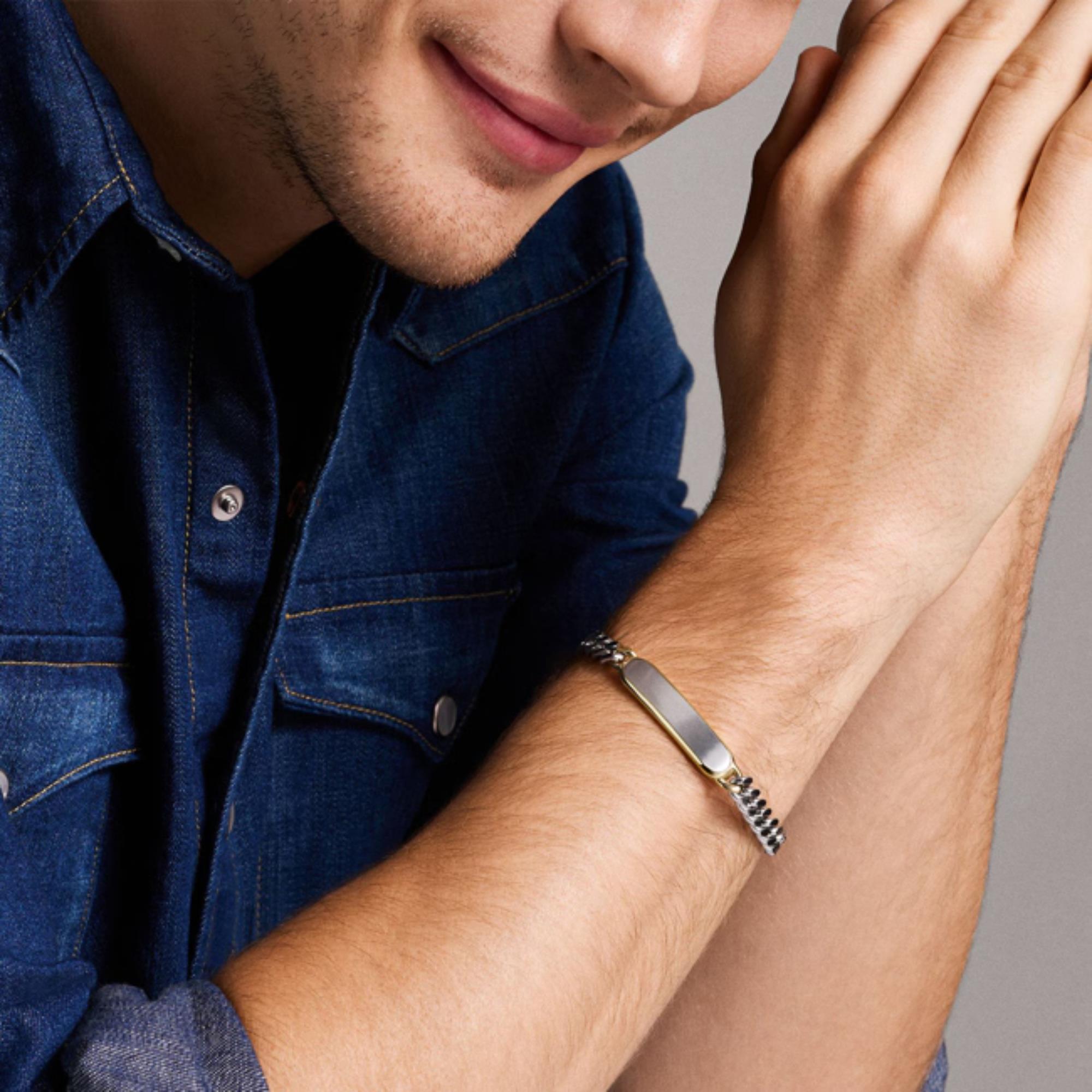 Fossil Drew Two-Tone Stainless Steel ID Men's Bracelet JF04851998