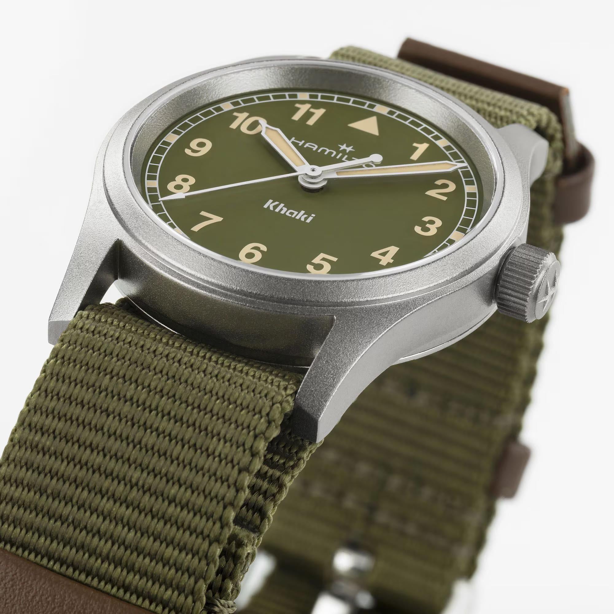 Hamilton Khaki Field Quartz Green Dial NATO Strap Unisex Watch H69301960