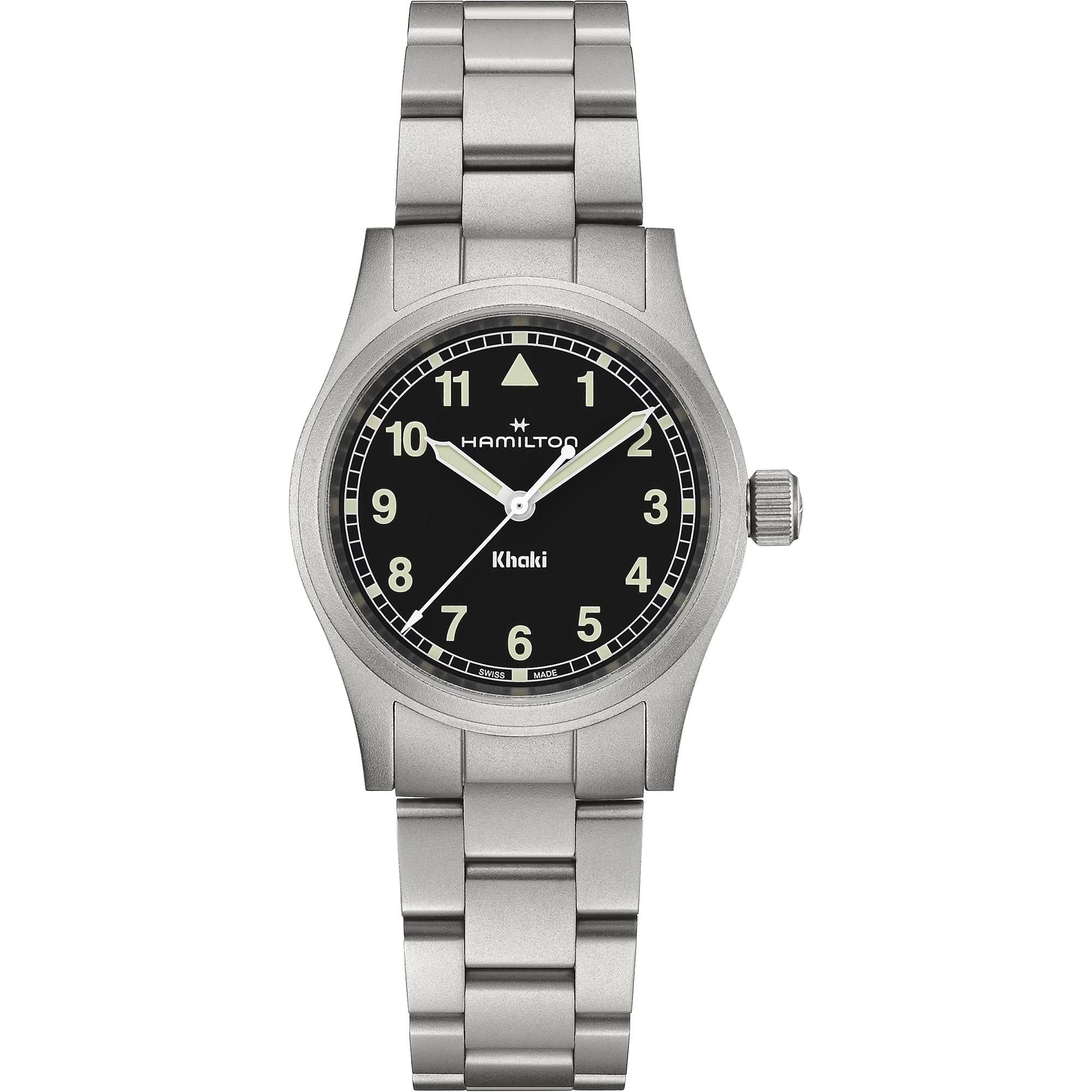 Hamilton Khaki Field Quartz Black Dial Stainless Steel Strap Ladies Watch H69301130