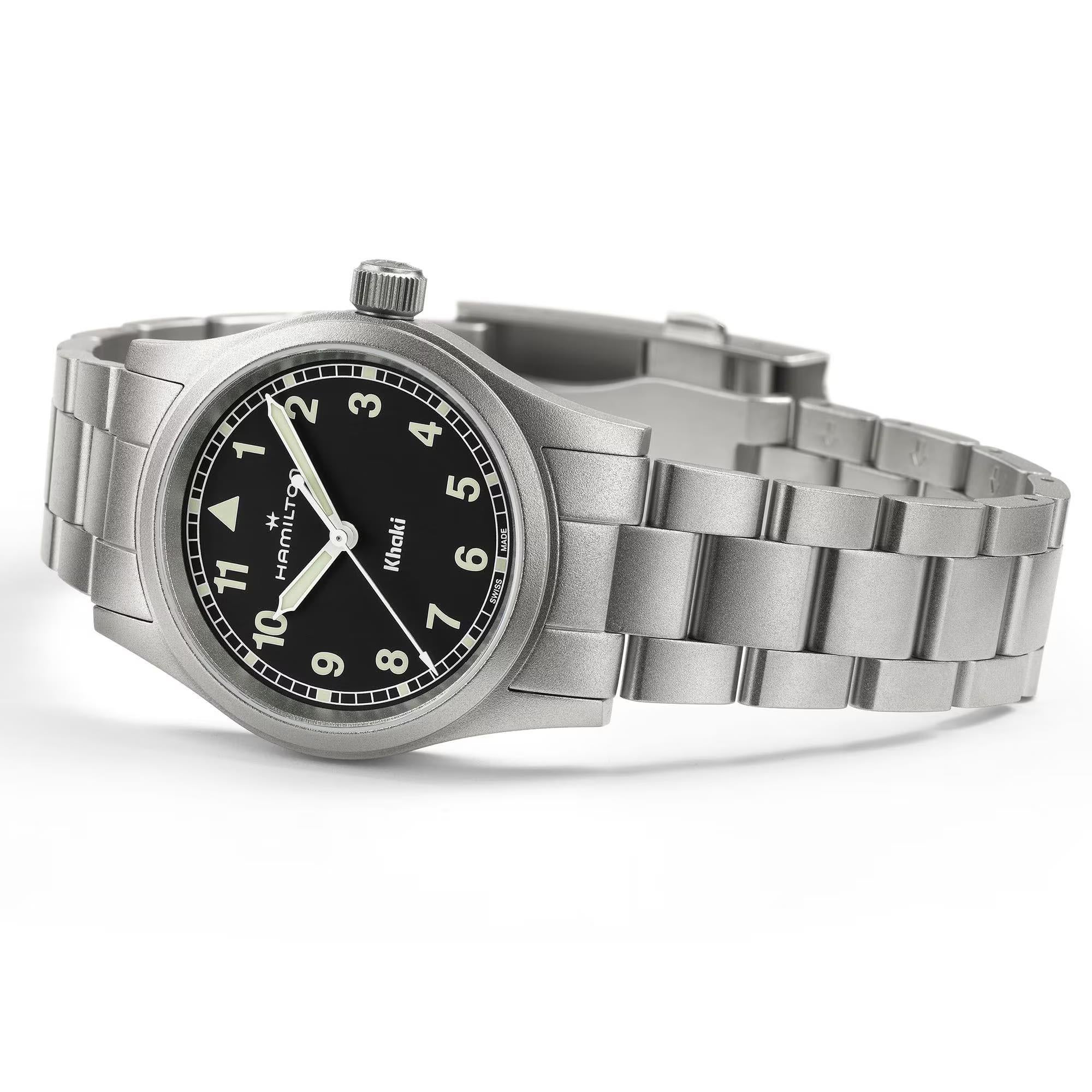 Hamilton Khaki Field Quartz Black Dial Steel Strap Unisex Watch H69301130