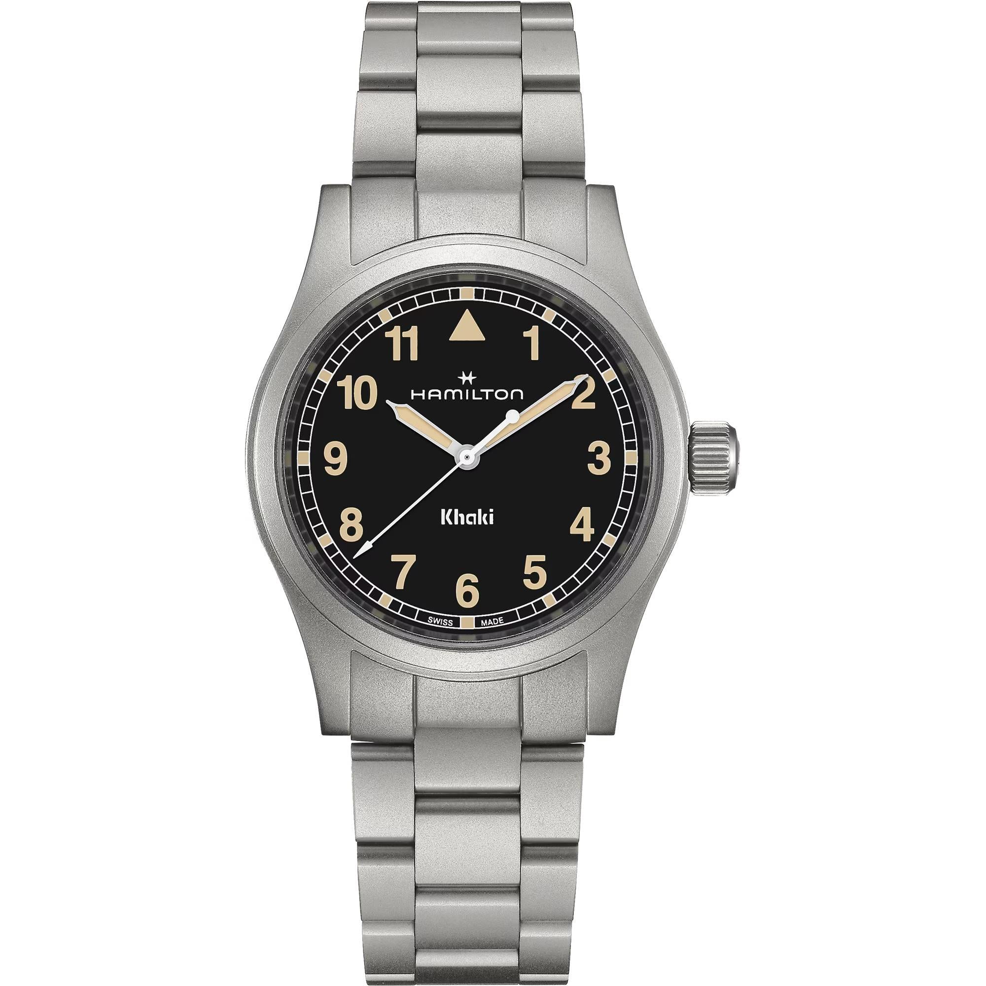 Hamilton Khaki Field Quartz Black Dial Stainless Steel Strap Men's Watch H69401131
