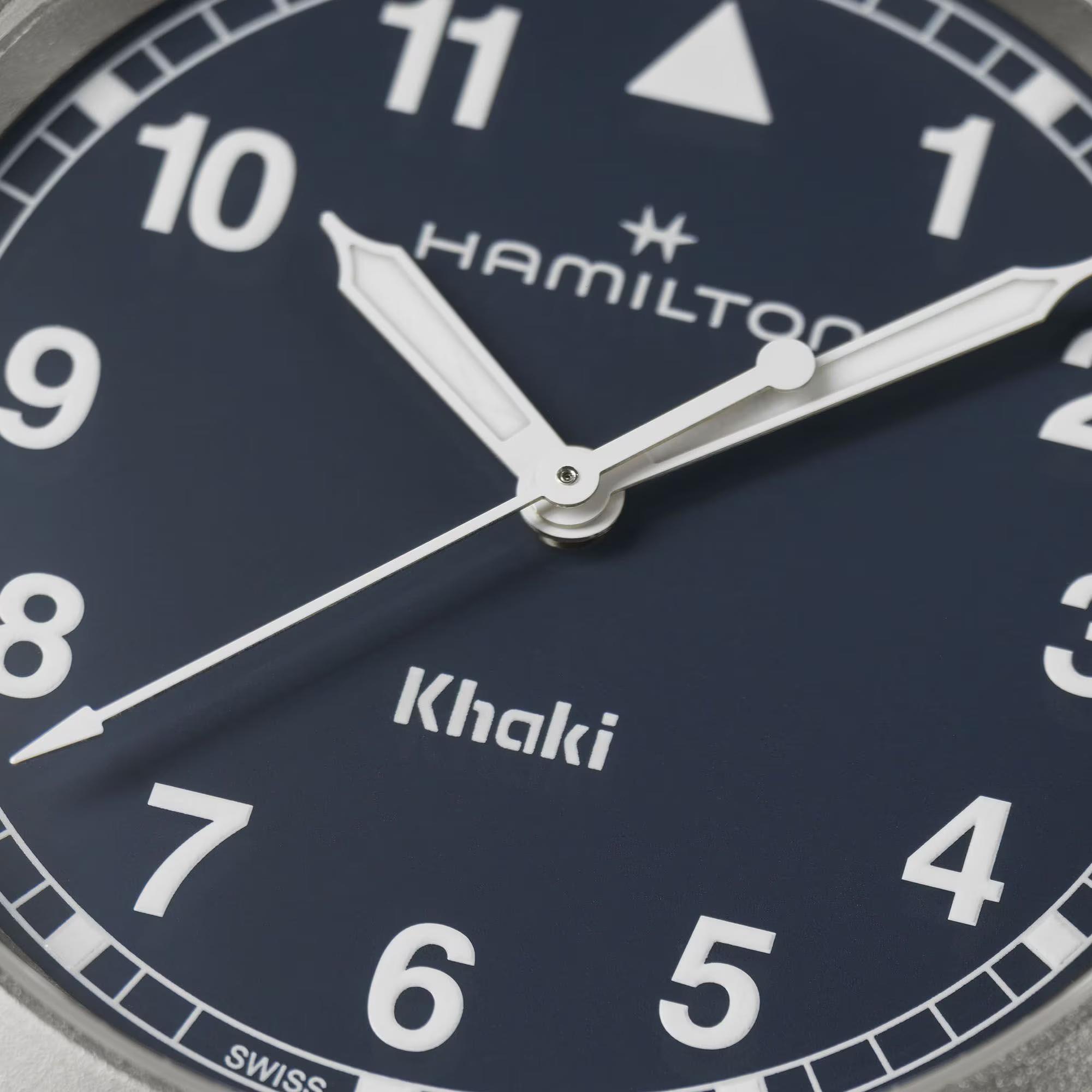 Hamilton Khaki Field Quartz Blue Dial Stainless Steel Strap Men's Watch H69401140