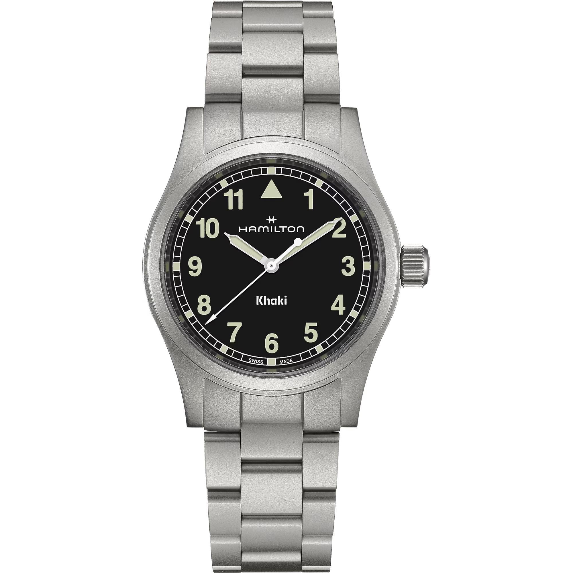 Hamilton Khaki Field Quartz Black Dial Stainless Steel Strap Men's Watch H69401130