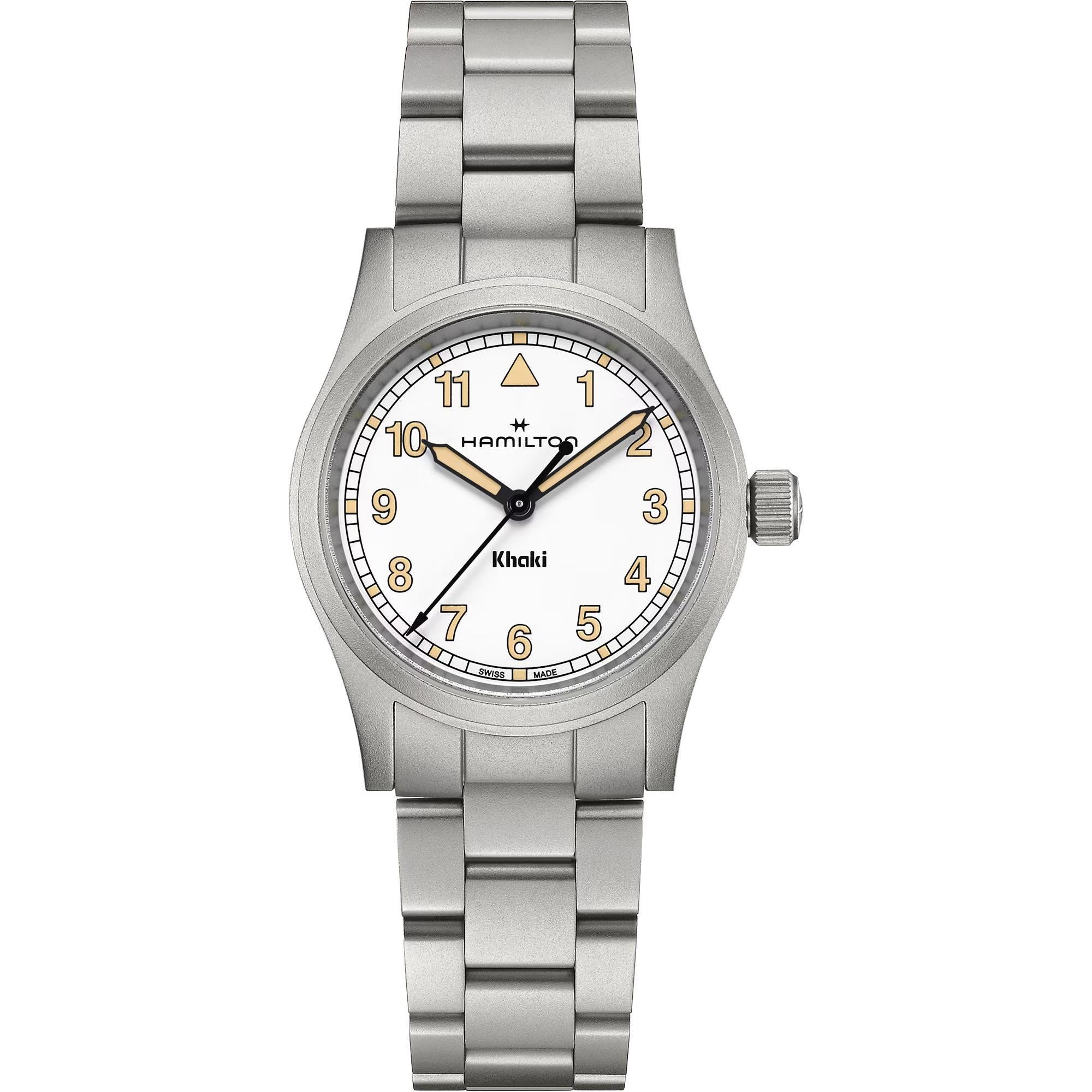 Hamilton Khaki Field Quartz White Dial Stainless Steel Strap Men's Watch H69301110