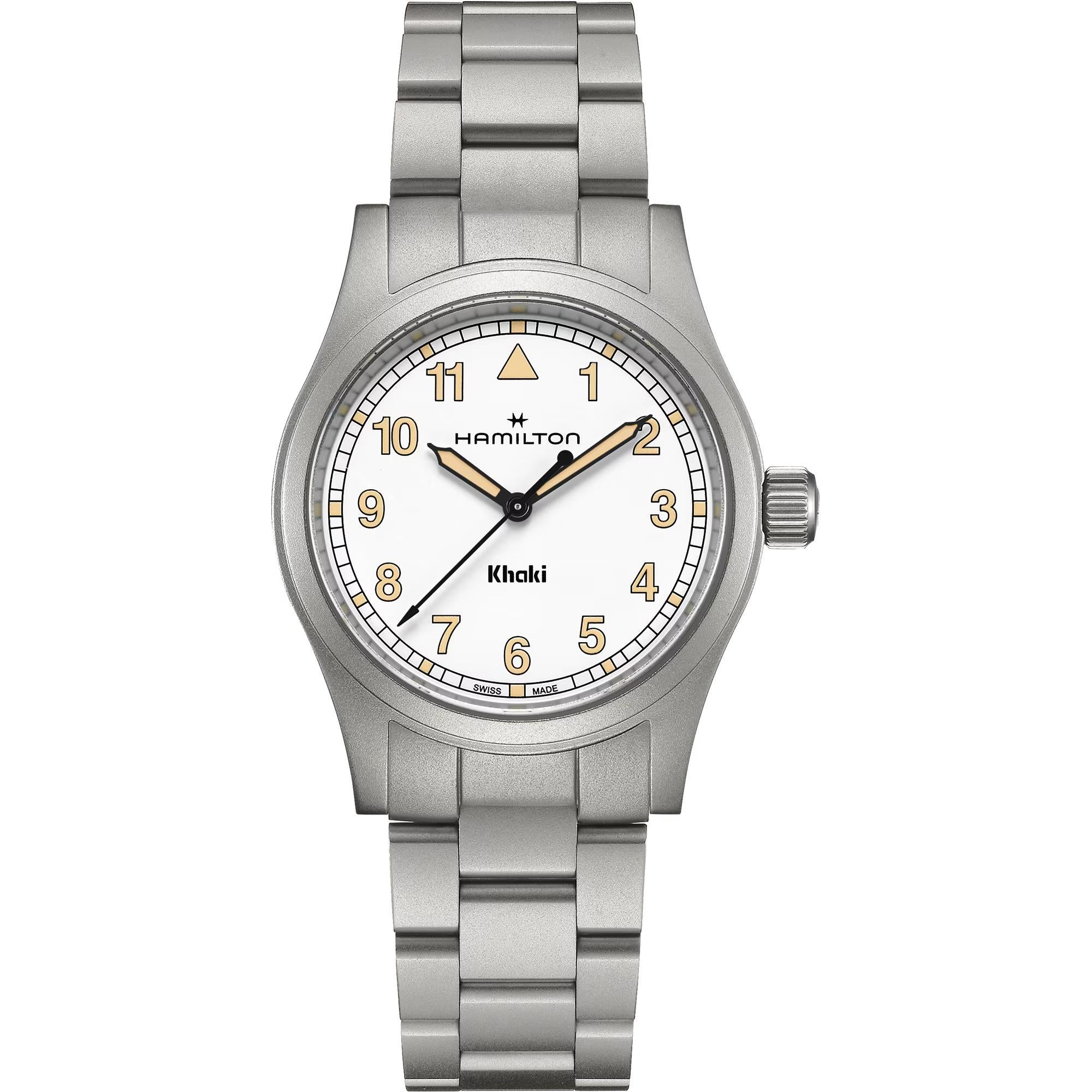 Hamilton Khaki Field Quartz White Dial Stainless Steel Strap Men's Watch H69401110