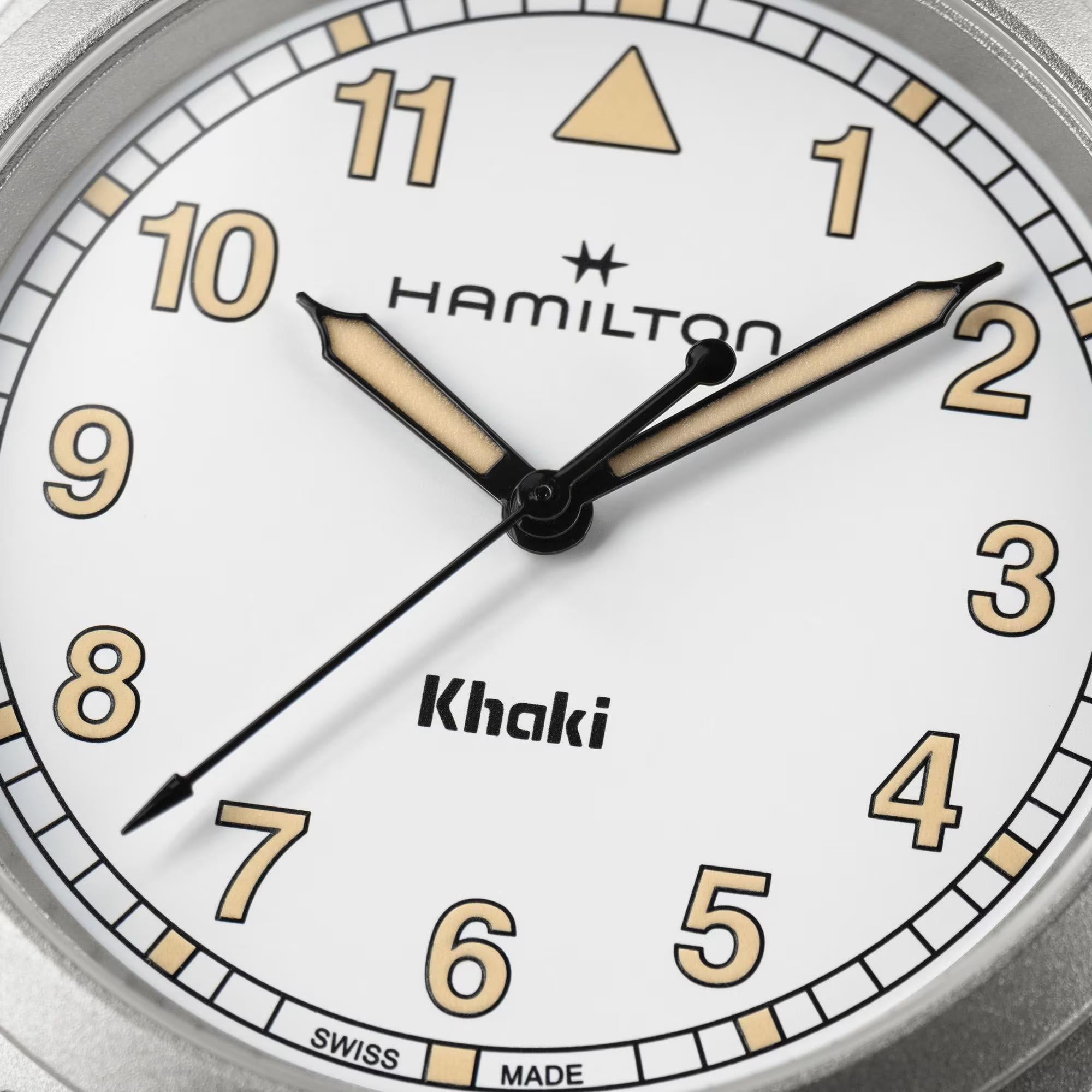 Hamilton Khaki Field Quartz White Dial Stainless Steel Strap Men's Watch H69401110