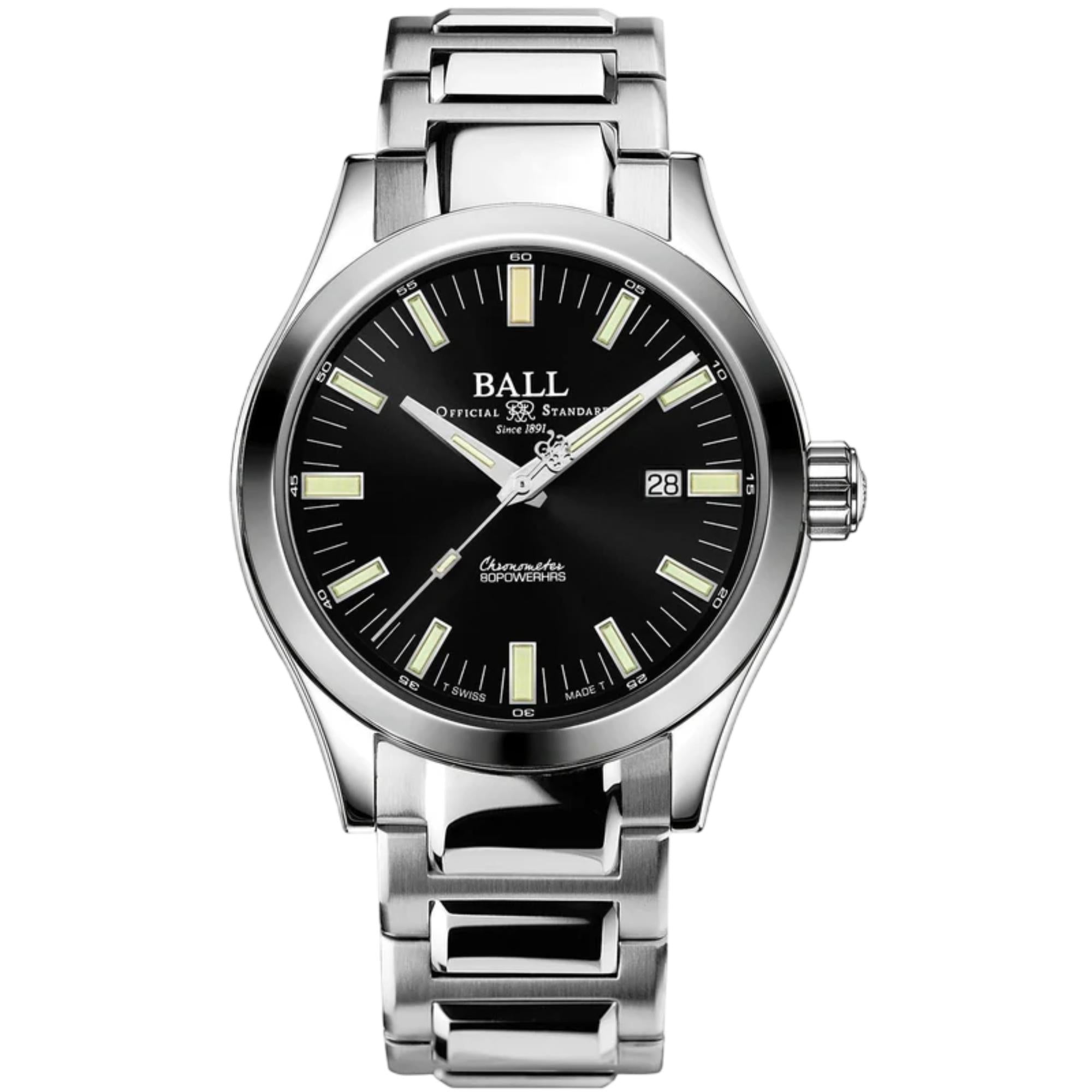 BALL Marvelight Automatic Black Dial Silver Stainless Steel Bracelet Men's Watch NM2128C-S1C-BK