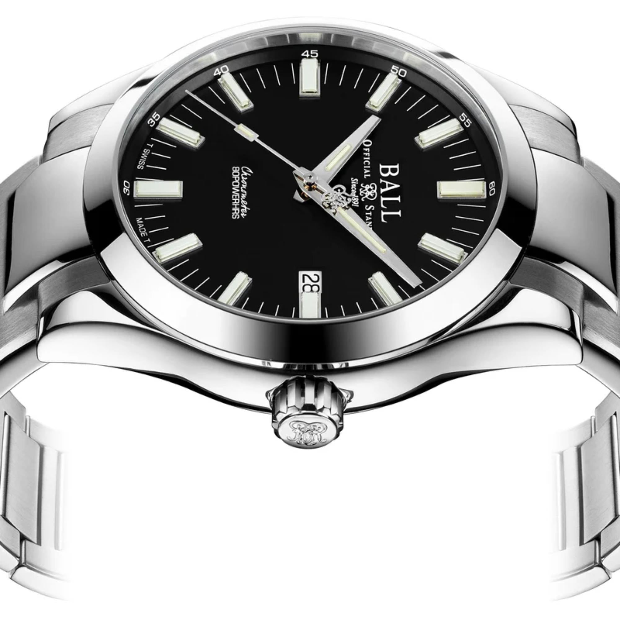 BALL Marvelight Automatic Black Dial Silver Stainless Steel Bracelet Men's Watch NM2128C-S1C-BK