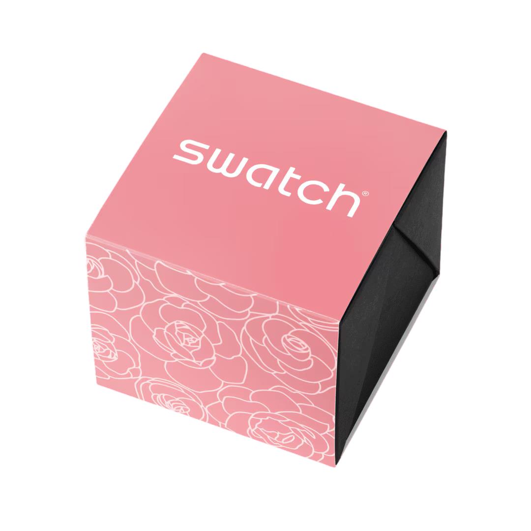 Swatch Petal Charm Pink Dial Stainless Steel Strap Unisex Watch YLS234G