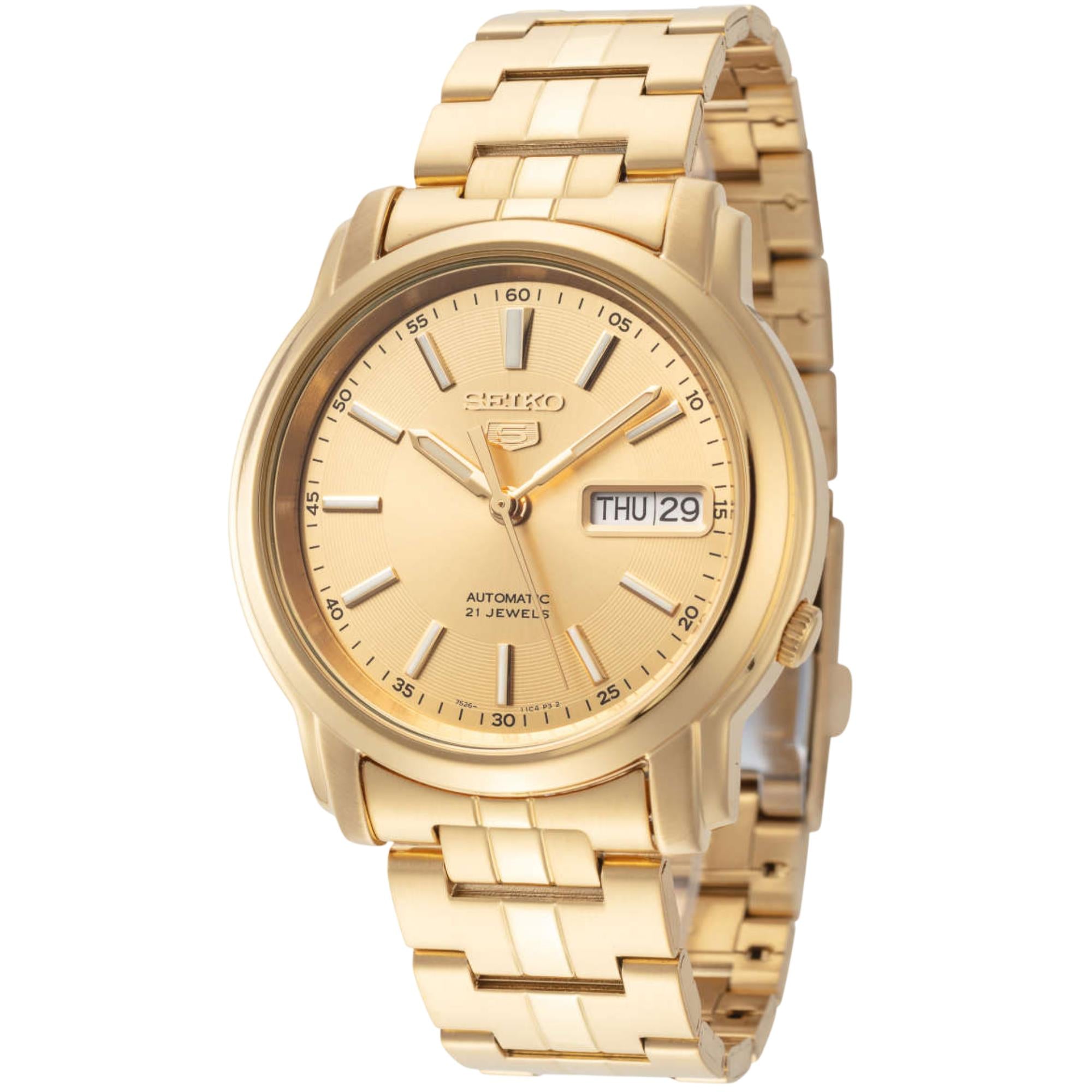 Seiko 5 Automatic Gold Dial Stainless Steel Strap Men's Watch SNKL86K1