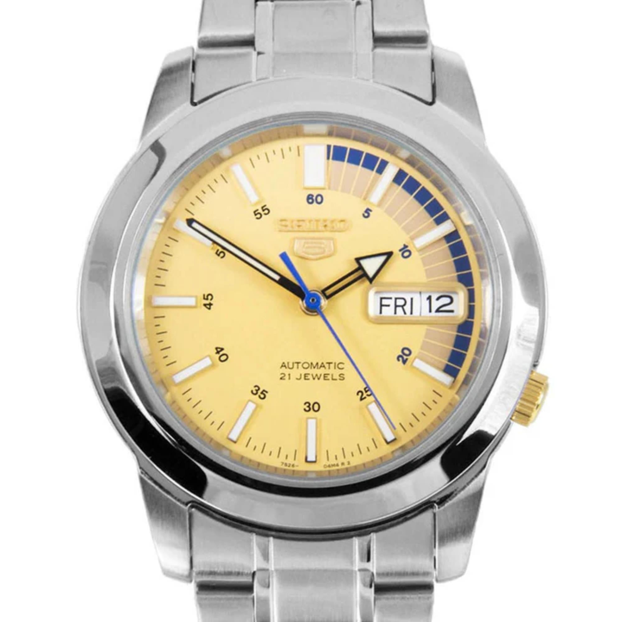 i*s様 SEIKO5 SNKK29K1 自動巻 デイデイト 青土曜 赤日曜 セ Seiko 5 Automatic Gold Dial Men's Watch SNKK29K1