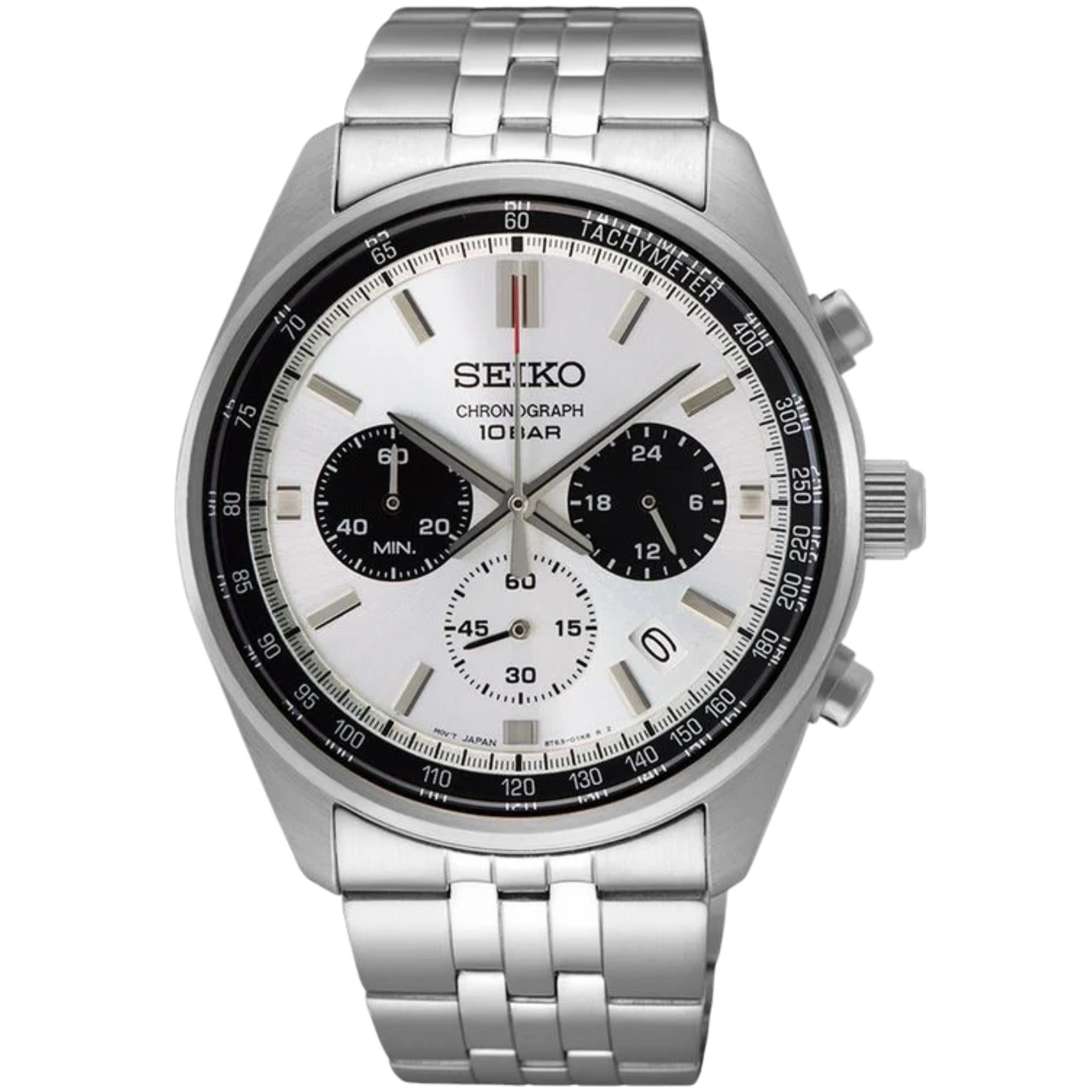 Seiko Conceptual Quartz Chronograph White Dial Steel Strap Men's Watch SSB425P1