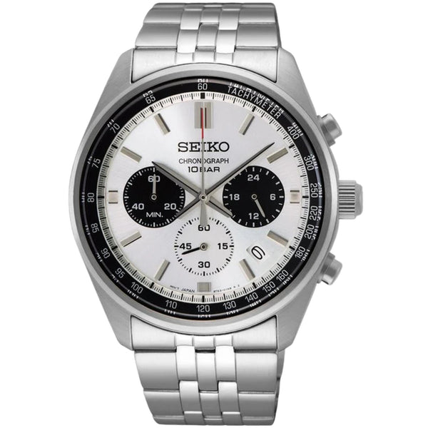 Seiko Conceptual Quartz Chronograph White Dial Steel Strap Men's Watch SSB425P1