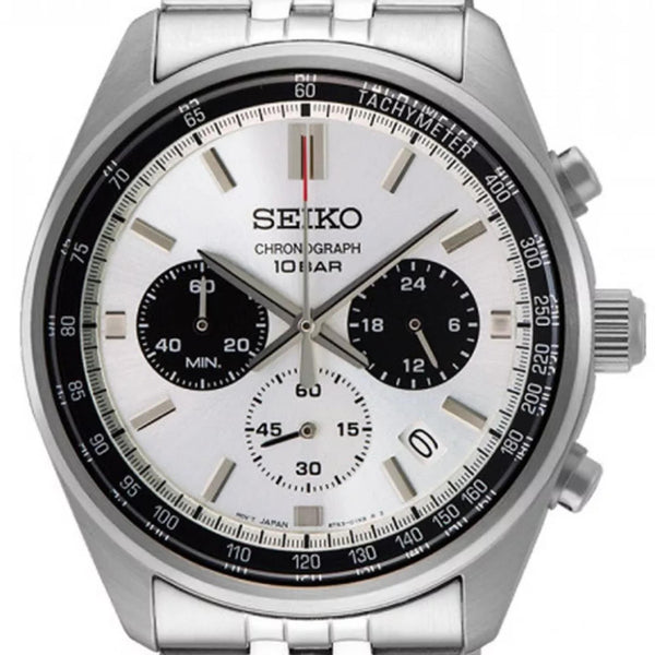 Seiko Conceptual Quartz Chronograph White Dial Steel Strap Men's Watch SSB425P1