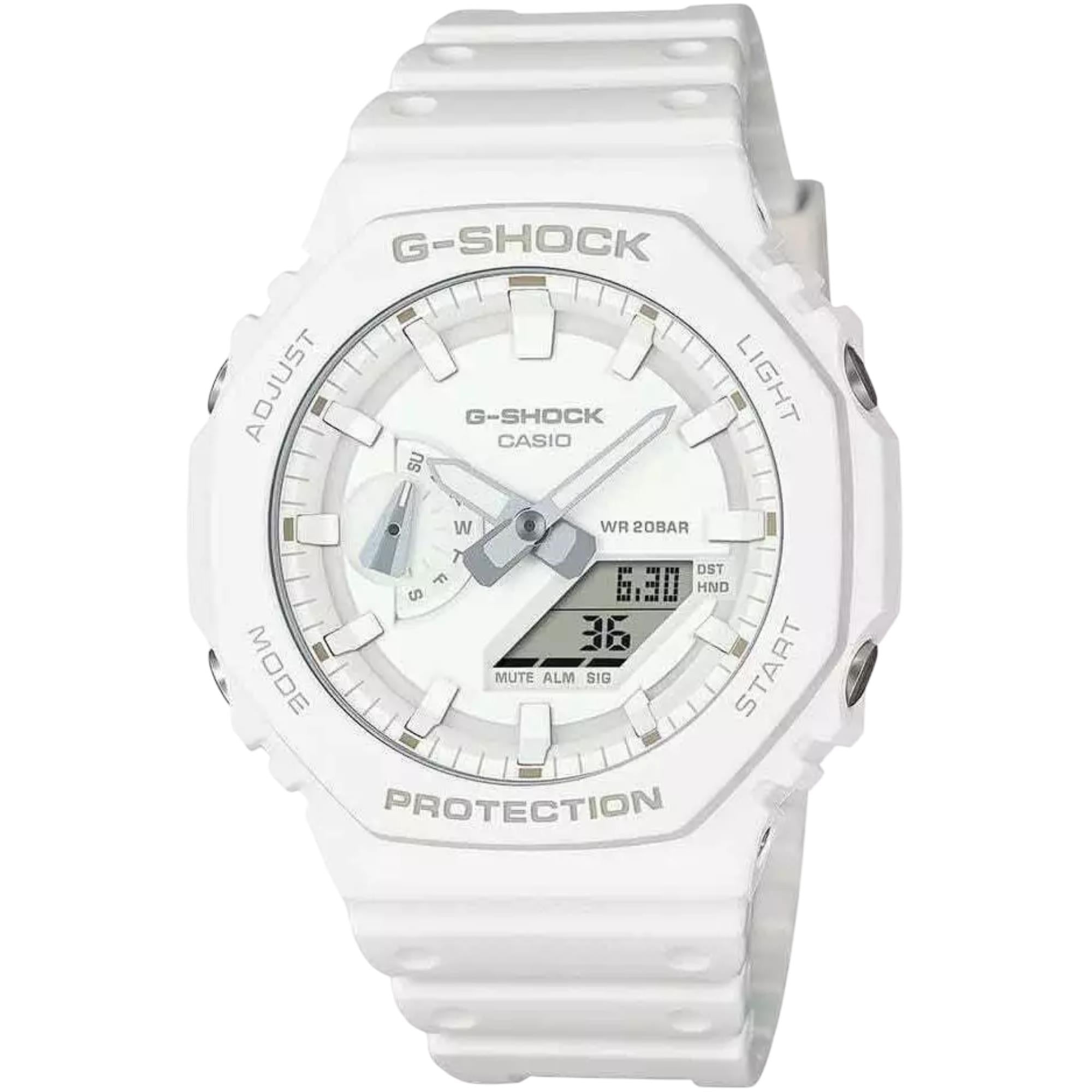 Casio G-Shock 2100 Series Analog-Digital White Dial Resin Strap Unisex Watch GA-2100-7A7ER