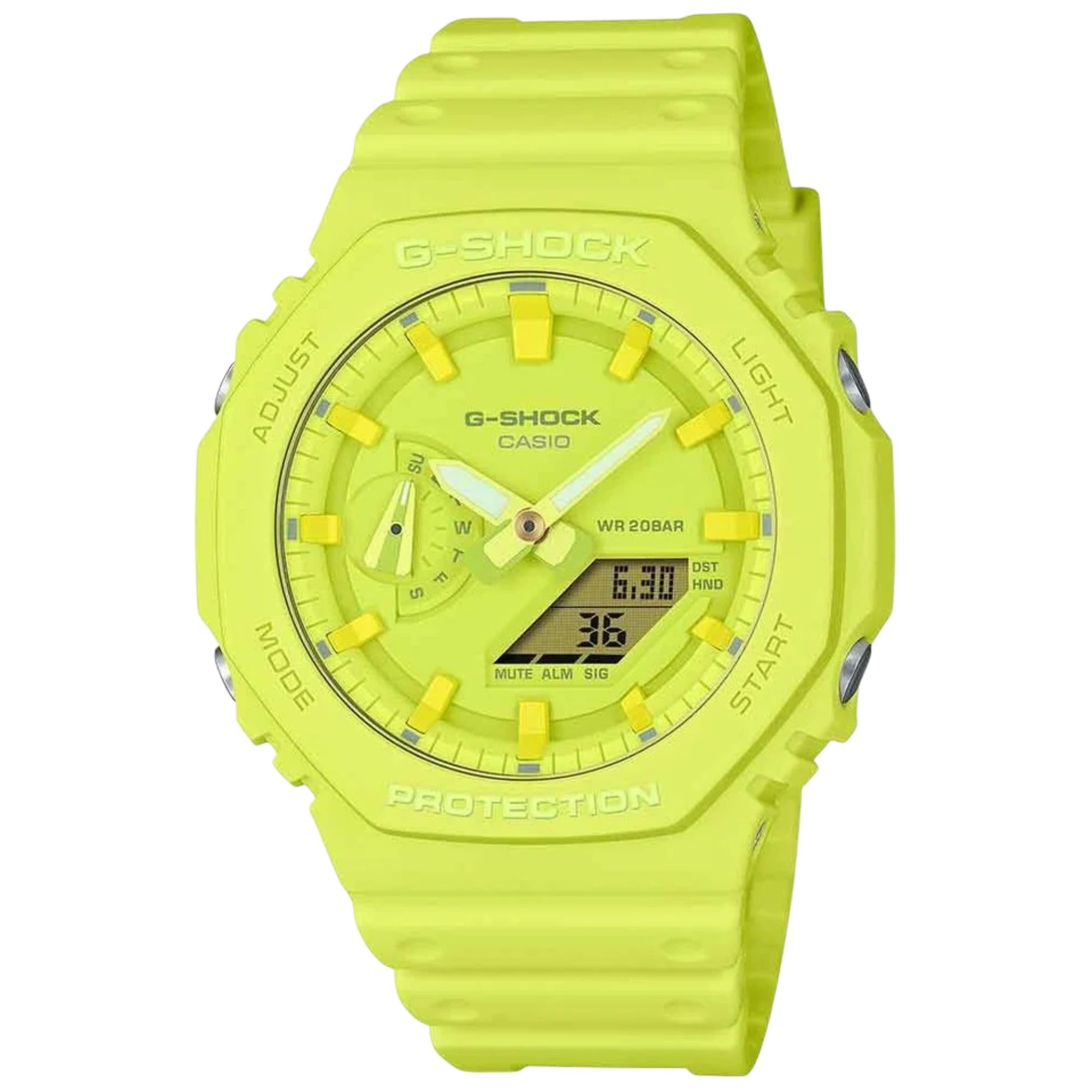 Casio G-Shock  2100 Series Analog-Digital Volt Yellow Dial Resin Strap Unisex Watch GA-2100-9A9ER