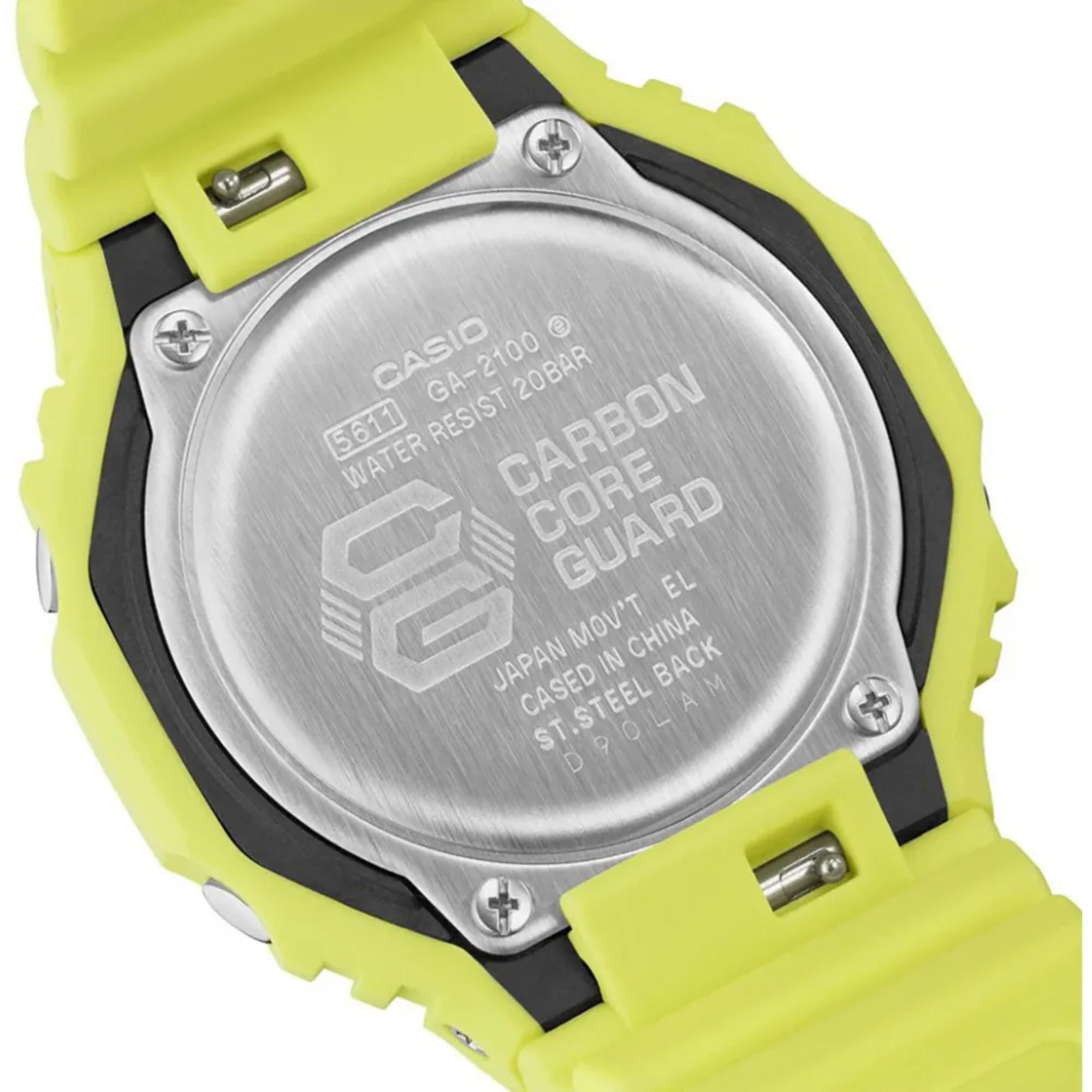 Casio G-Shock  2100 Series Analog-Digital Volt Yellow Dial Resin Strap Unisex Watch GA-2100-9A9ER