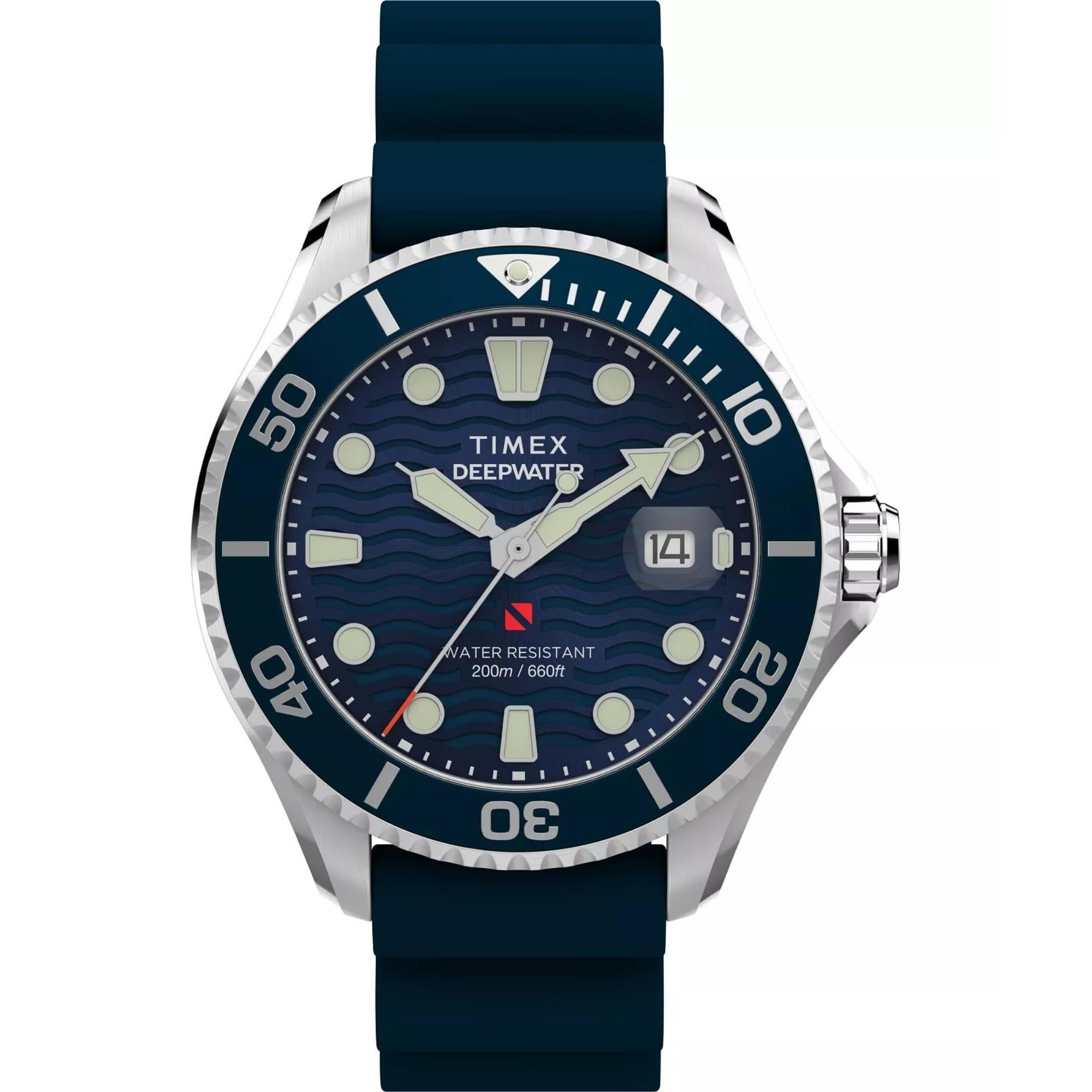 Timex Deep Water Meridian Blue Dial Rubber Strap Men's Watch TW2W81500