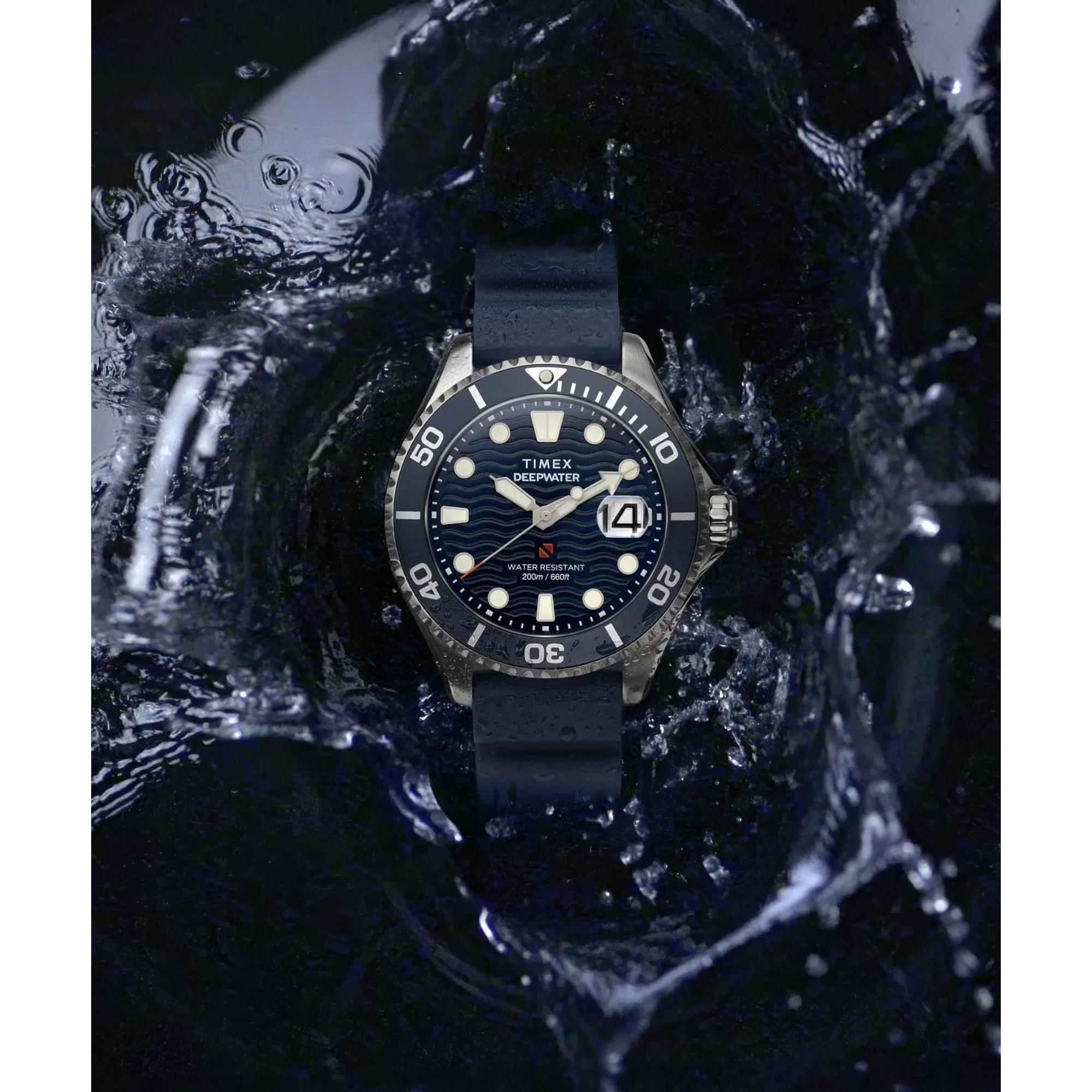 Timex Deep Water Meridian Blue Dial Rubber Strap Men's Watch TW2W81500
