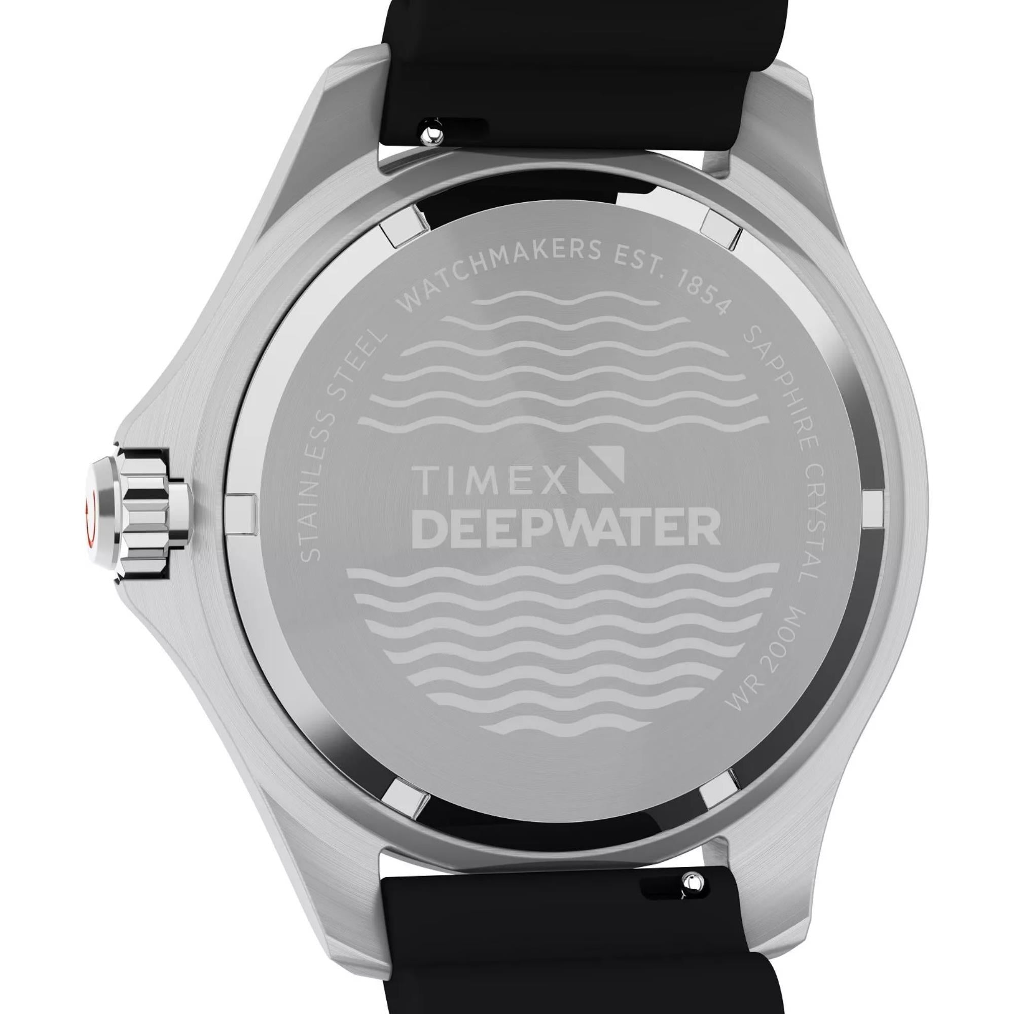 Timex Deep Water Meridian Black Dial Rubber Strap Men's Watch TW2W81600
