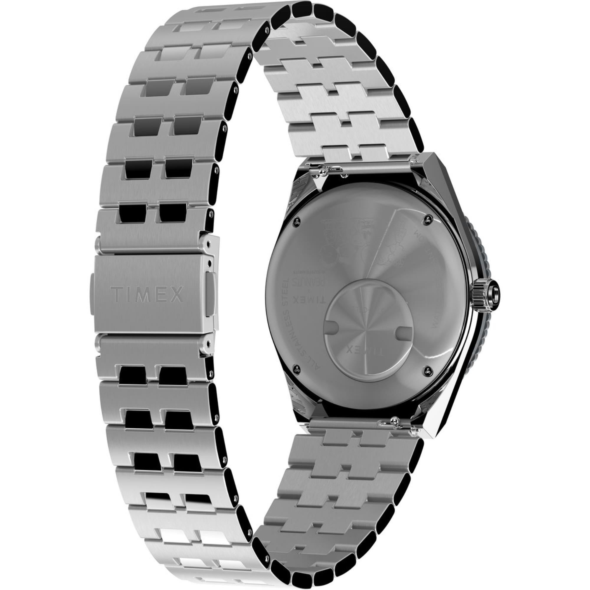 Timex x Peanuts Q Timex GMT Silver-Tone Stainless Steel Strap Men's Watch TW2W83300