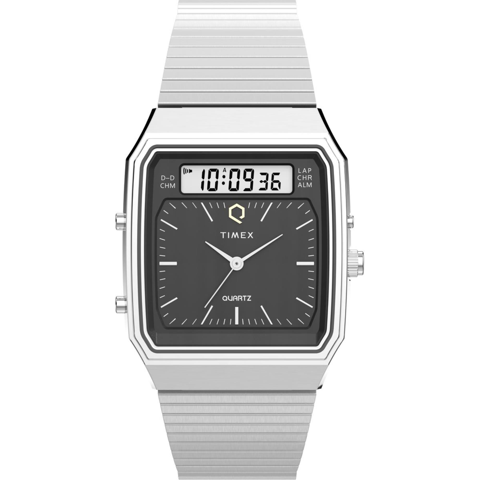 Timex 1982 Dual-Display Black Dial Stainless Steel Bracelet Men's Watch TW2Y05900