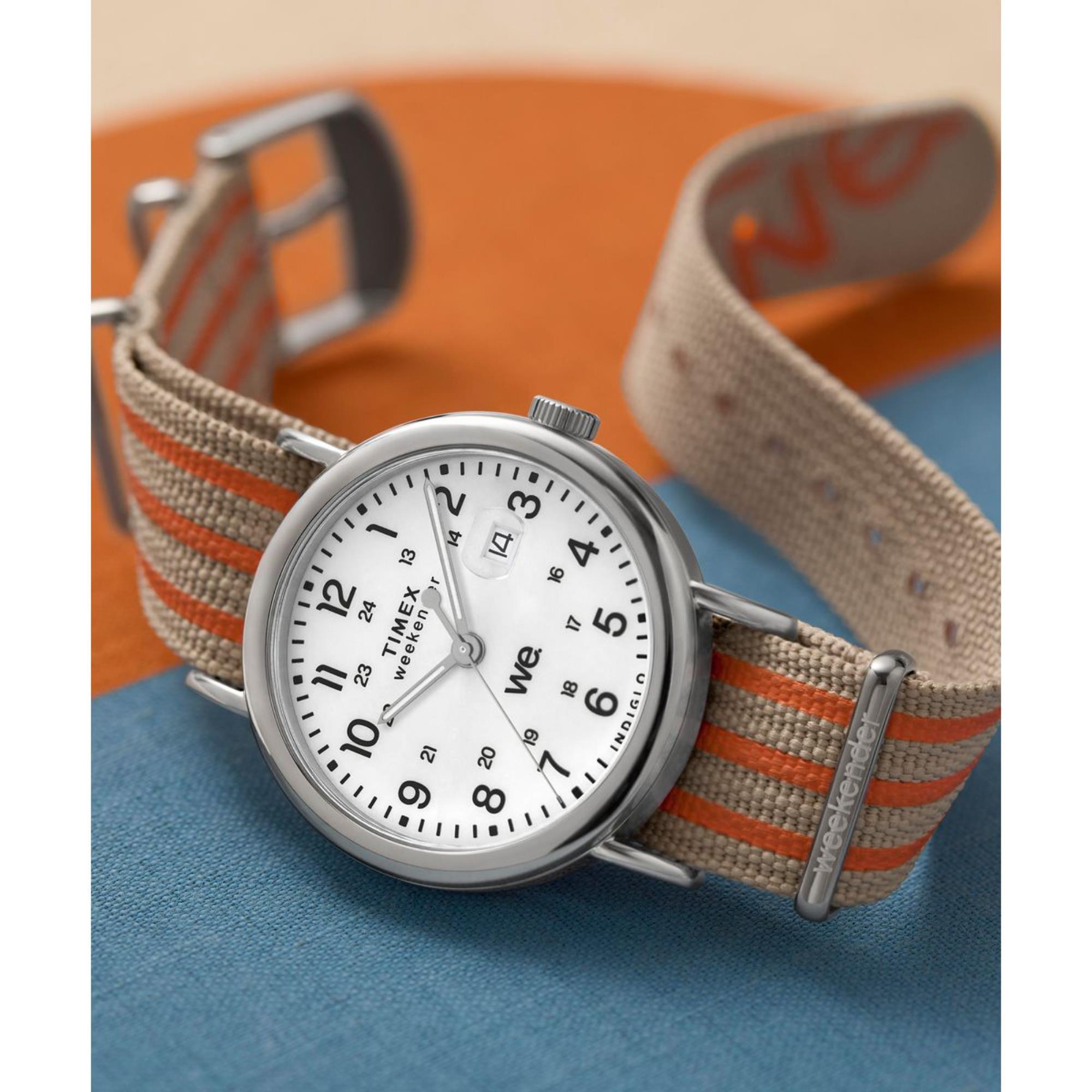 Timex Weekender White Dial Beige Fabric Strap Men's Watch TW2Y08900