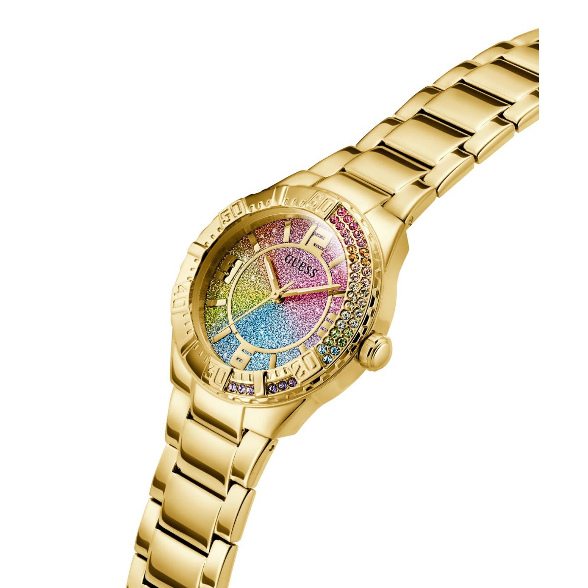 Guess Sangria Rainbow Dial Stainless Steel Strap Women's Watch GW0882L2