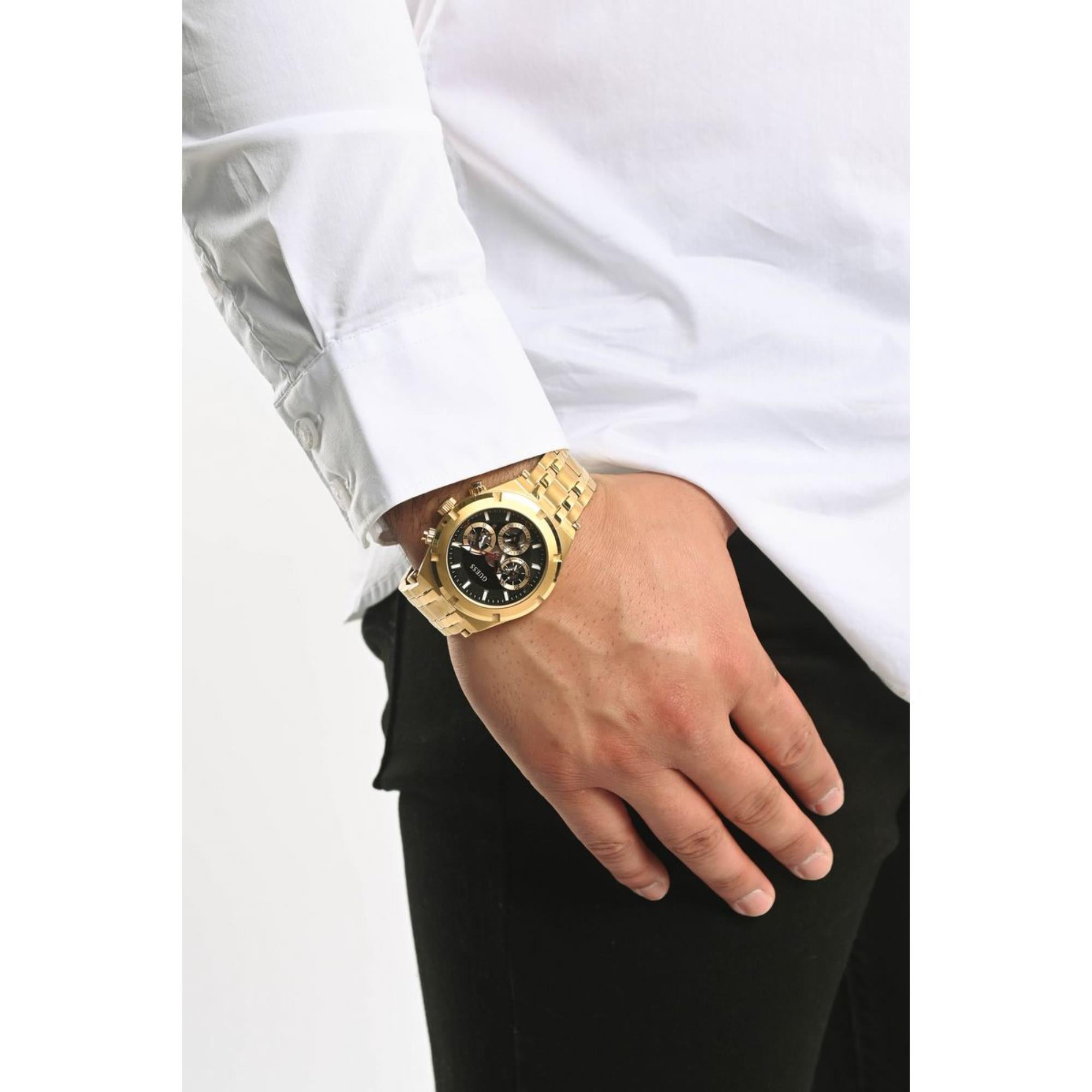 Guess Continental Black Dial Stainless Steel Strap Men's Watch GW0260G2