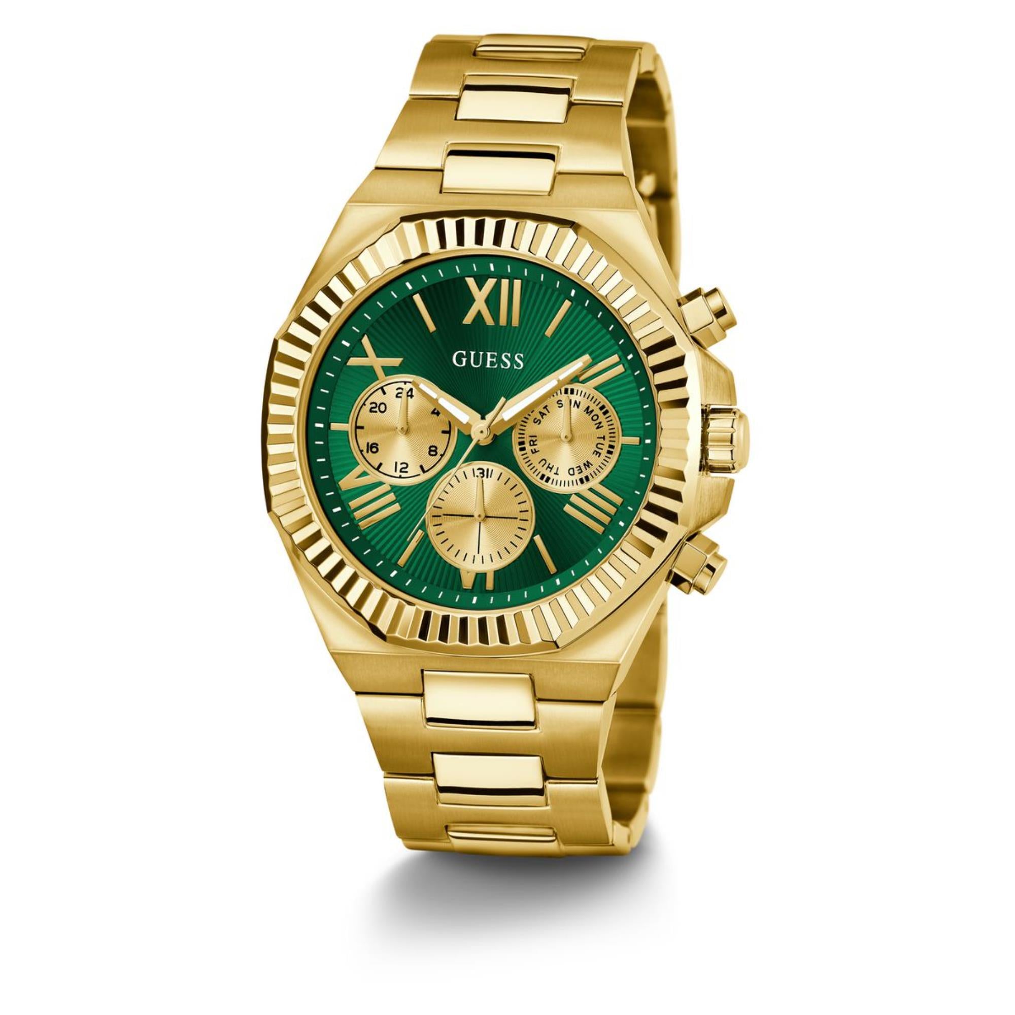 Guess Equity Green Dial Stainless Steel Strap Men's Watch GW0703G2