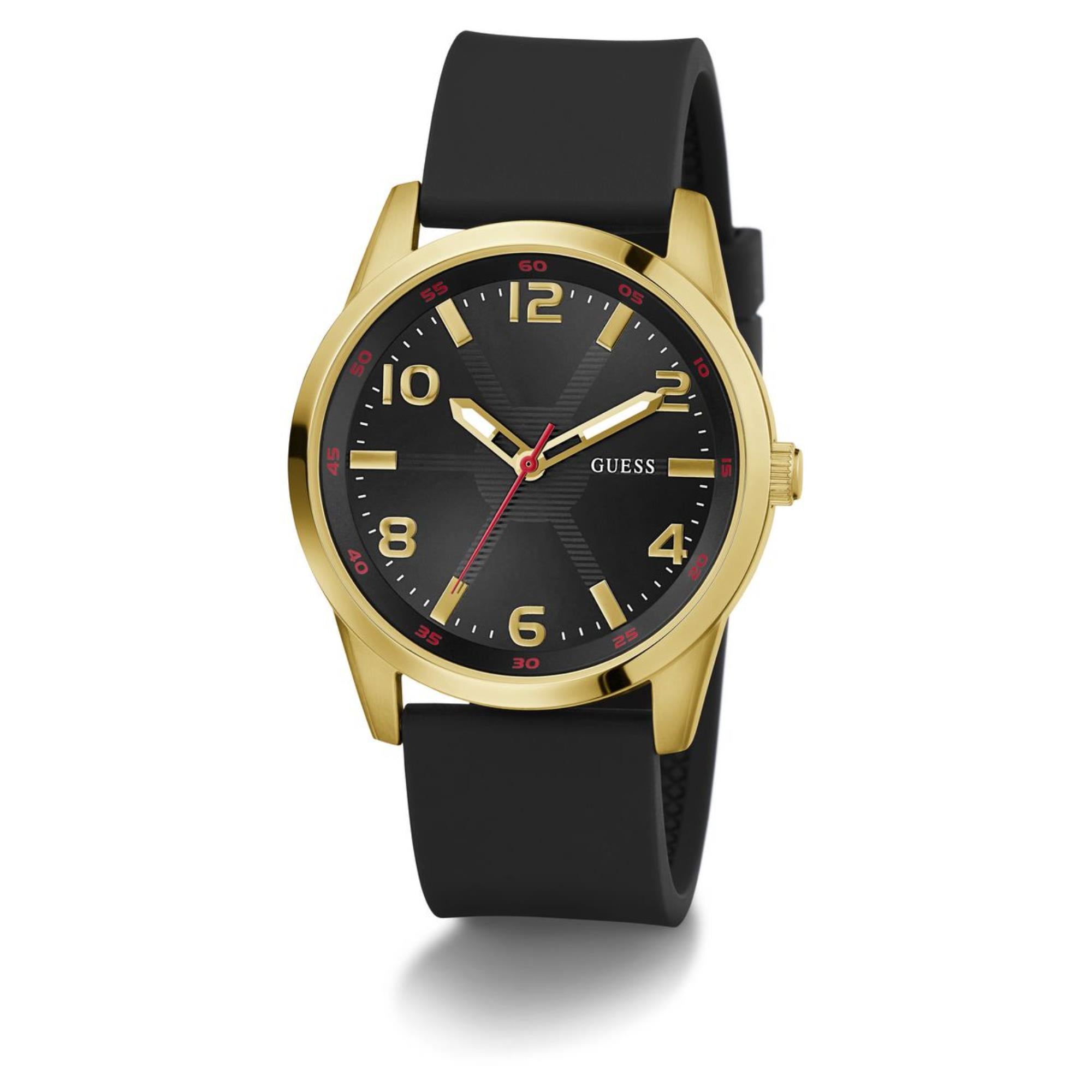Guess Monte Black Dial Silicone Strap Men's Watch GW0805G2