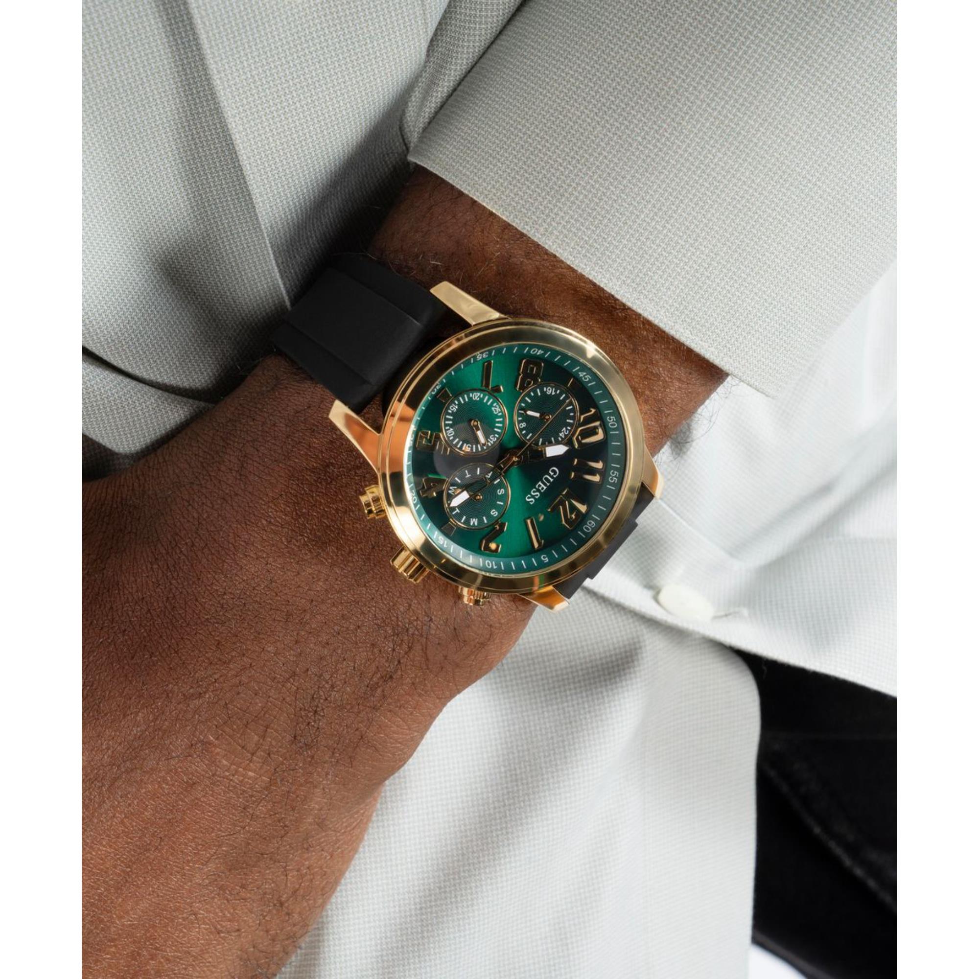 Guess Parker Green Dial Silicone Strap Men's Watch GW0708G2