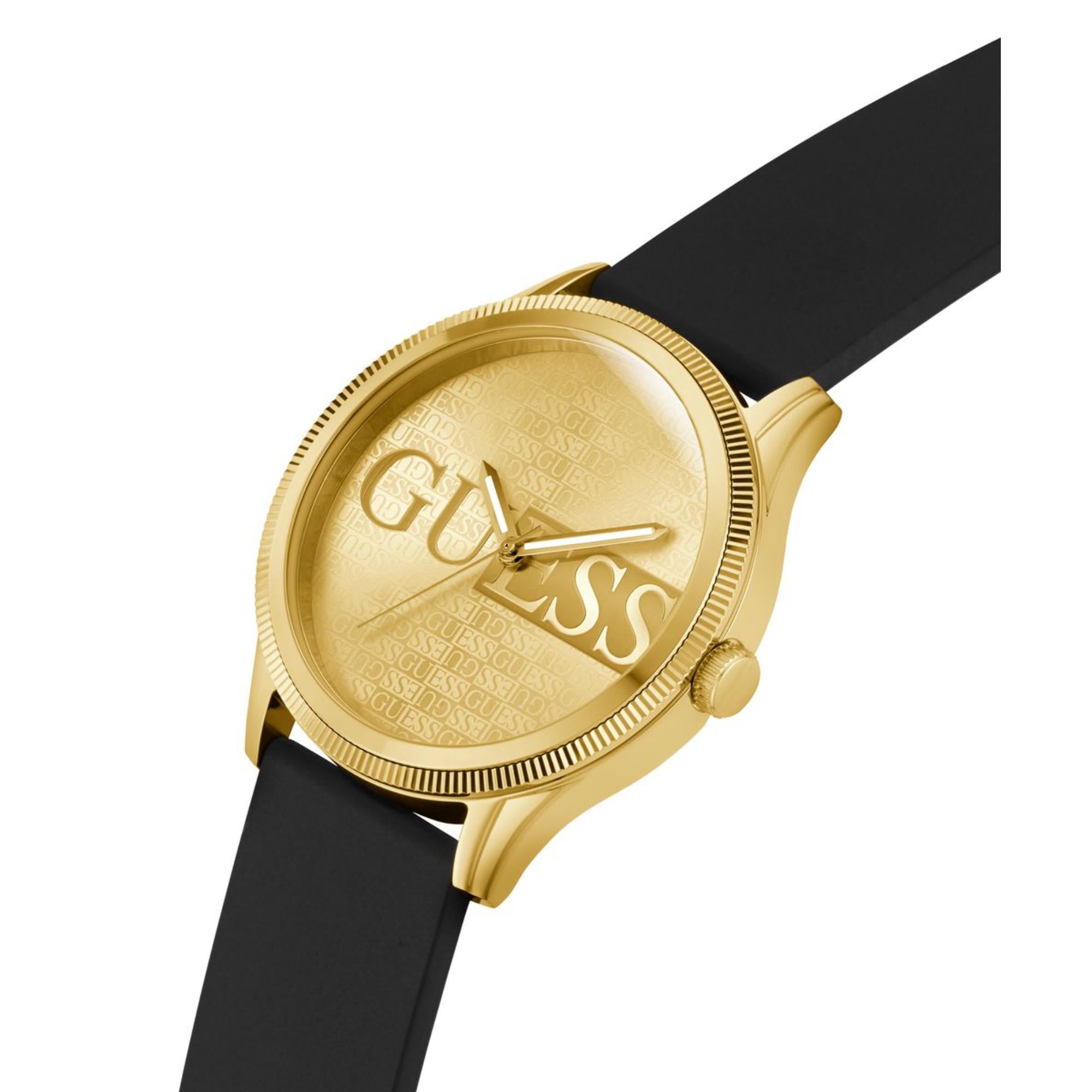 Guess Reputation Champagne Dial Silicone Strap Men's Watch GW0726G2