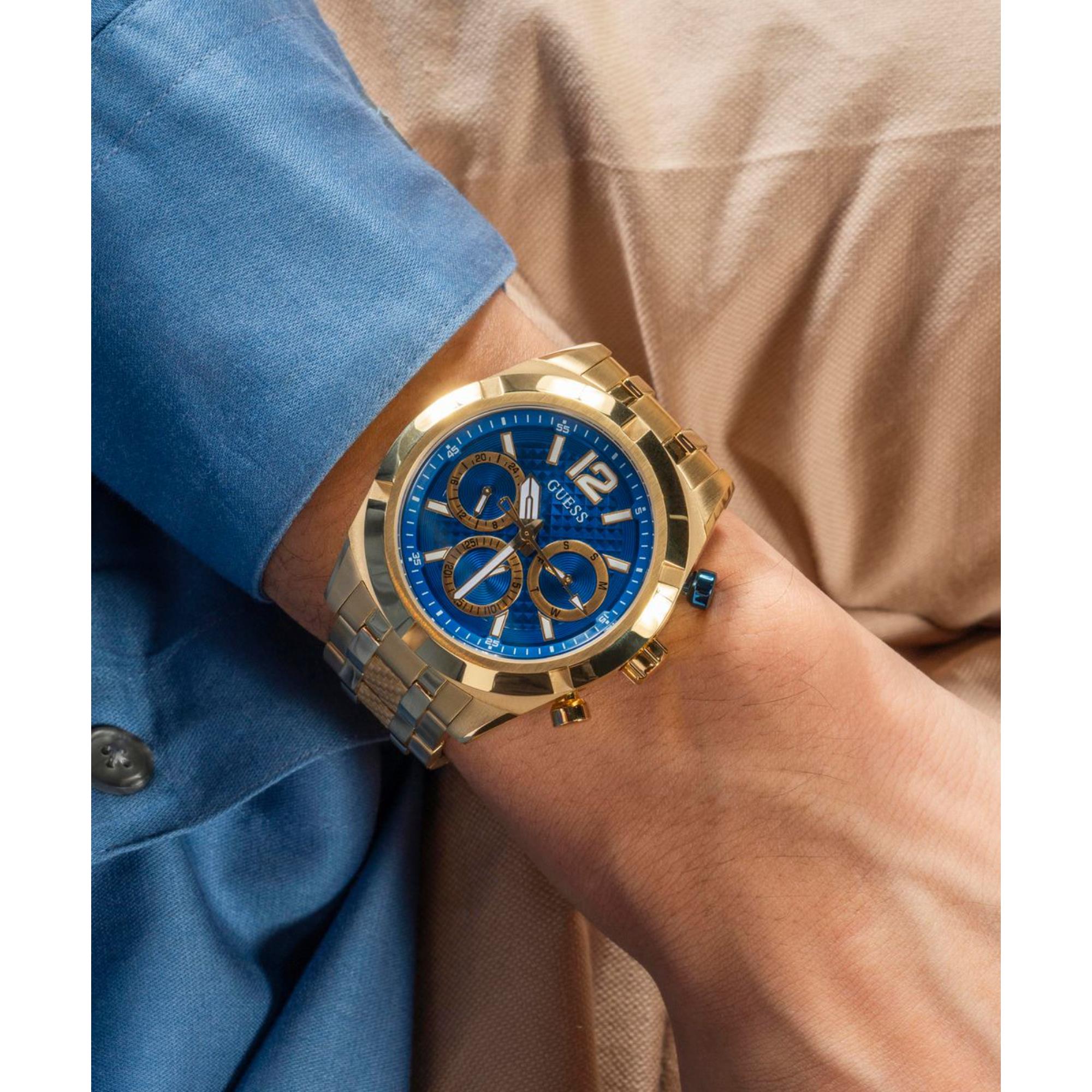 Guess Resistance Blue Dial Stainless Steel Strap Men's Watch GW0714G2
