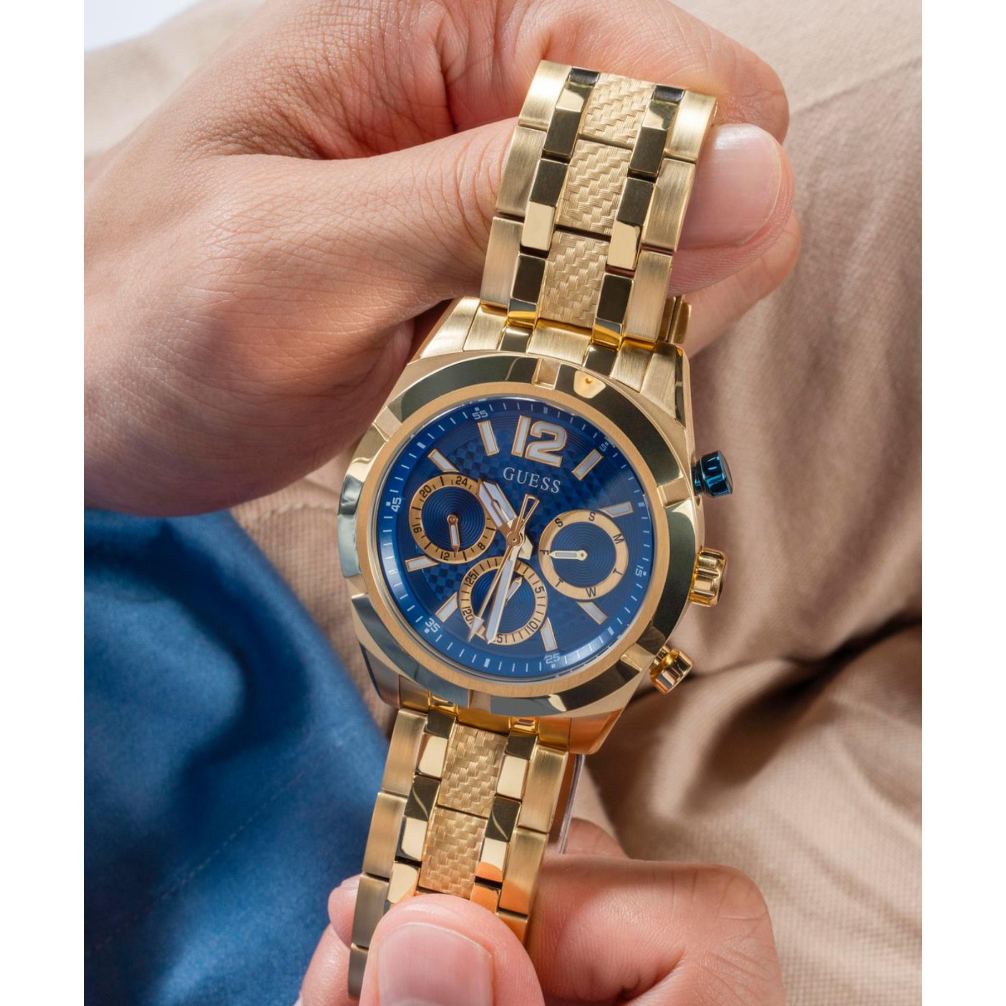 Guess Resistance Blue Dial Stainless Steel Strap Men's Watch GW0714G2
