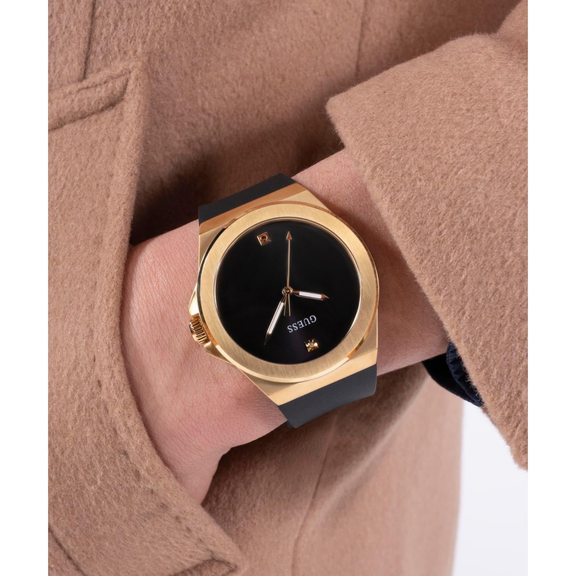 Guess Vinyl Black Dial Silicone Strap Men's Watch GW0790G1