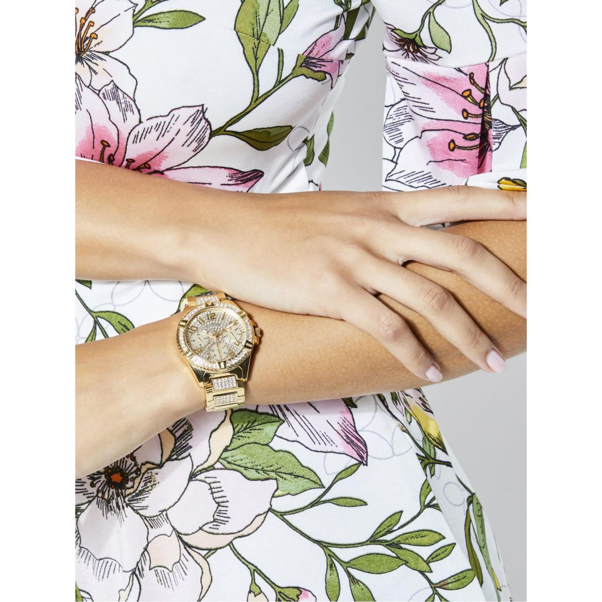 Guess Lady Frontier Champagne Dial Stainless Steel Strap Women's Watch W1156L2