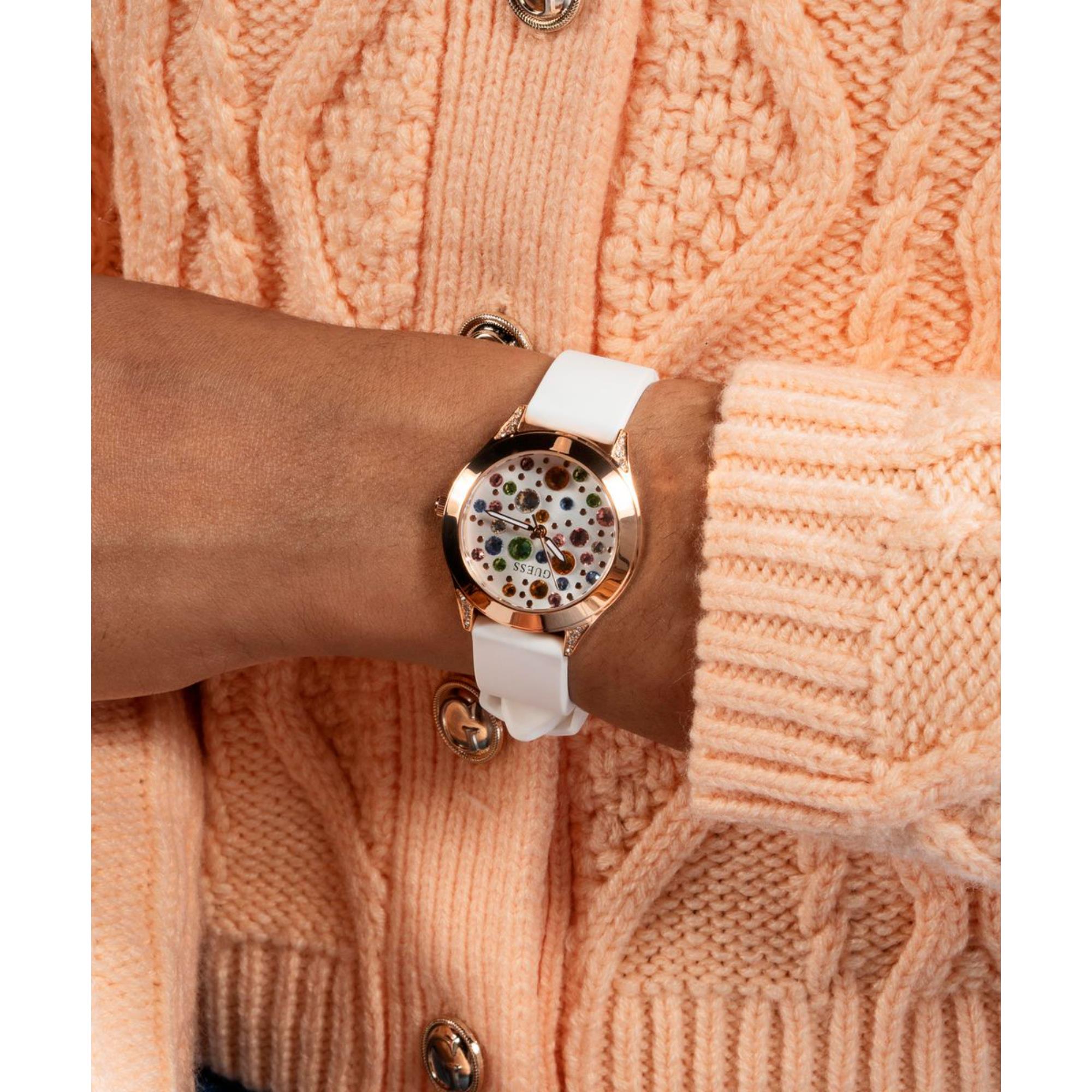 Guess Mini Wonderlust White Dial Silicone Strap Women's Watch GW0678L4