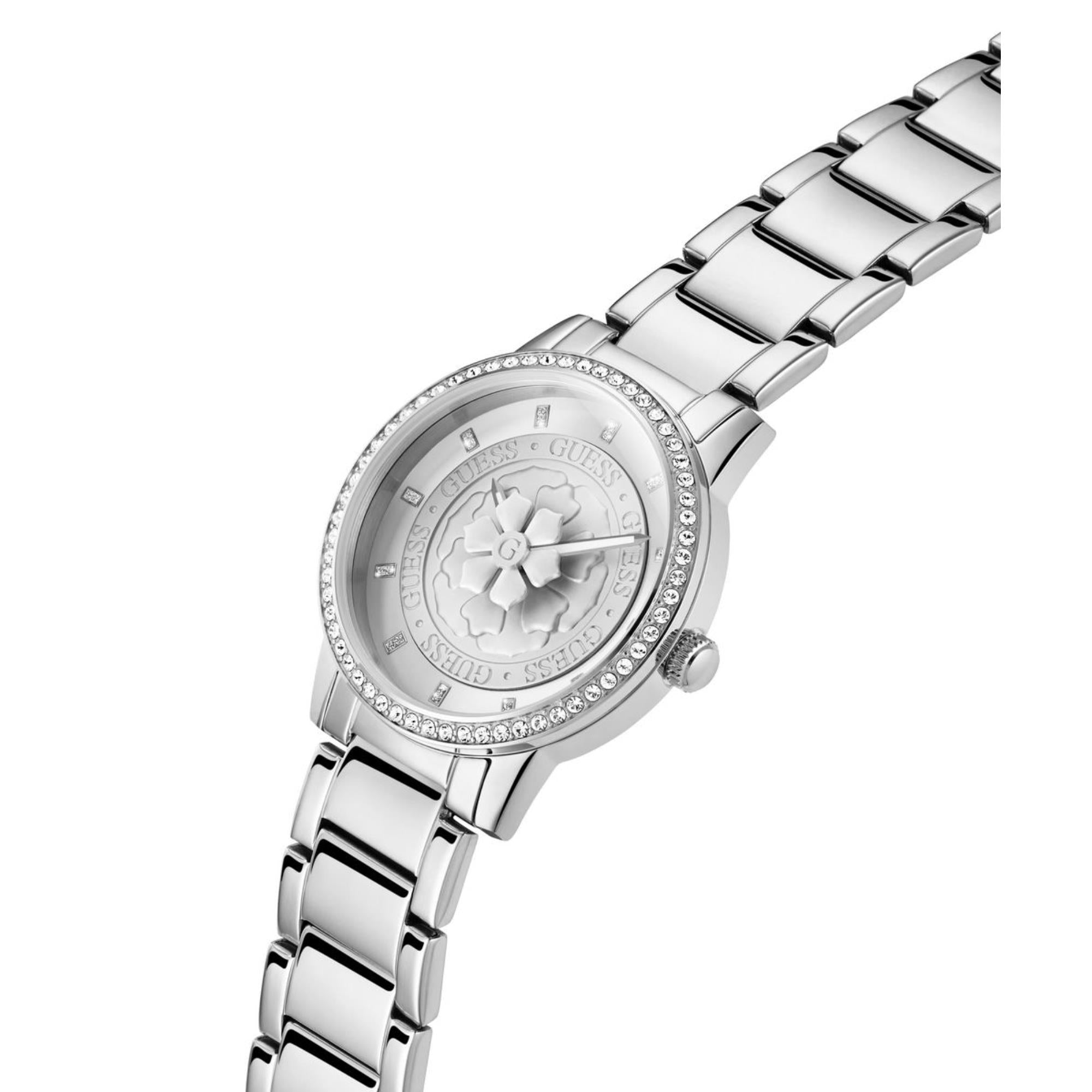 Guess Petal 40th Anniversary Silver Dial Stainless Steel Strap Women's Watch GW0747L1