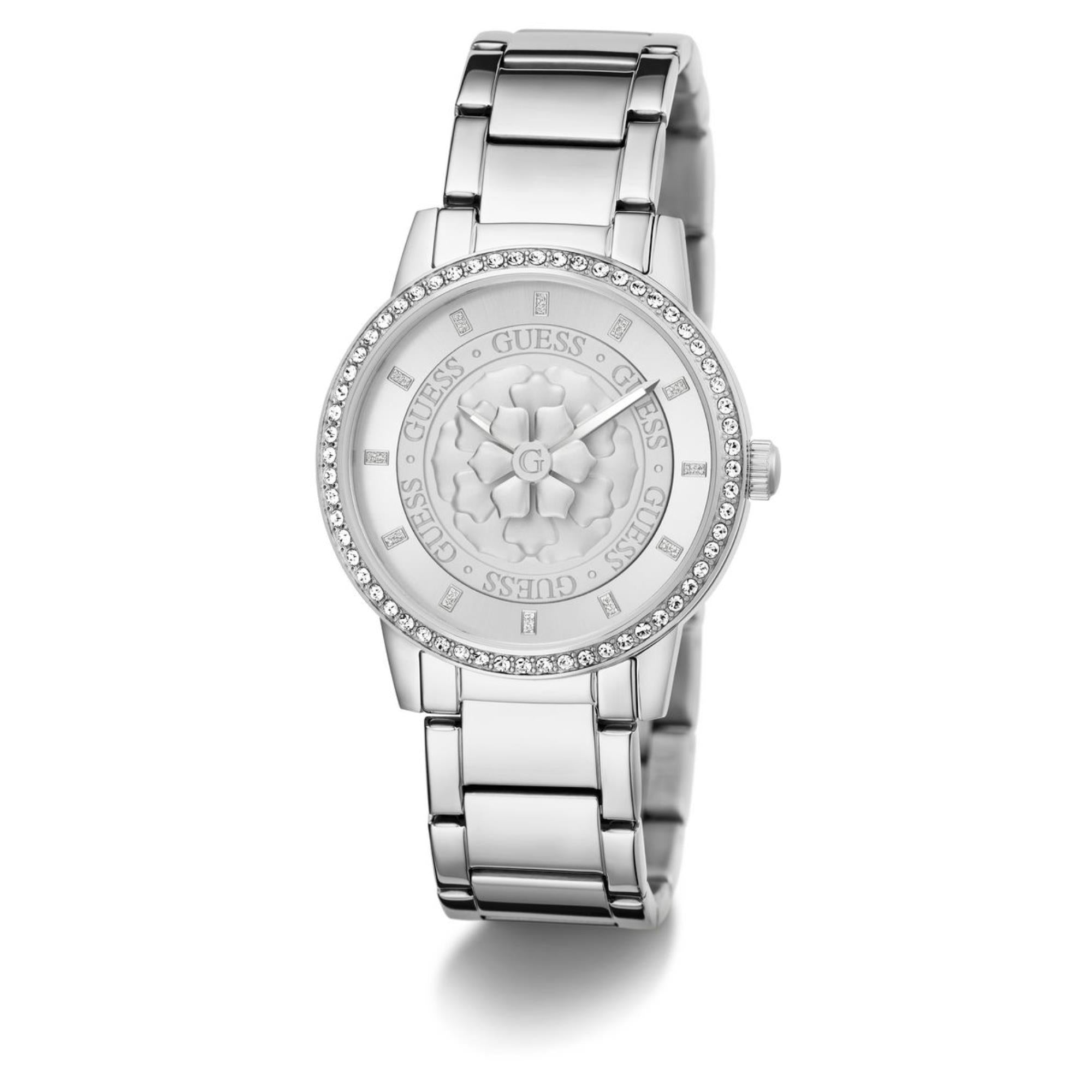 Guess Petal 40th Anniversary Silver Dial Stainless Steel Strap Women's Watch GW0747L1