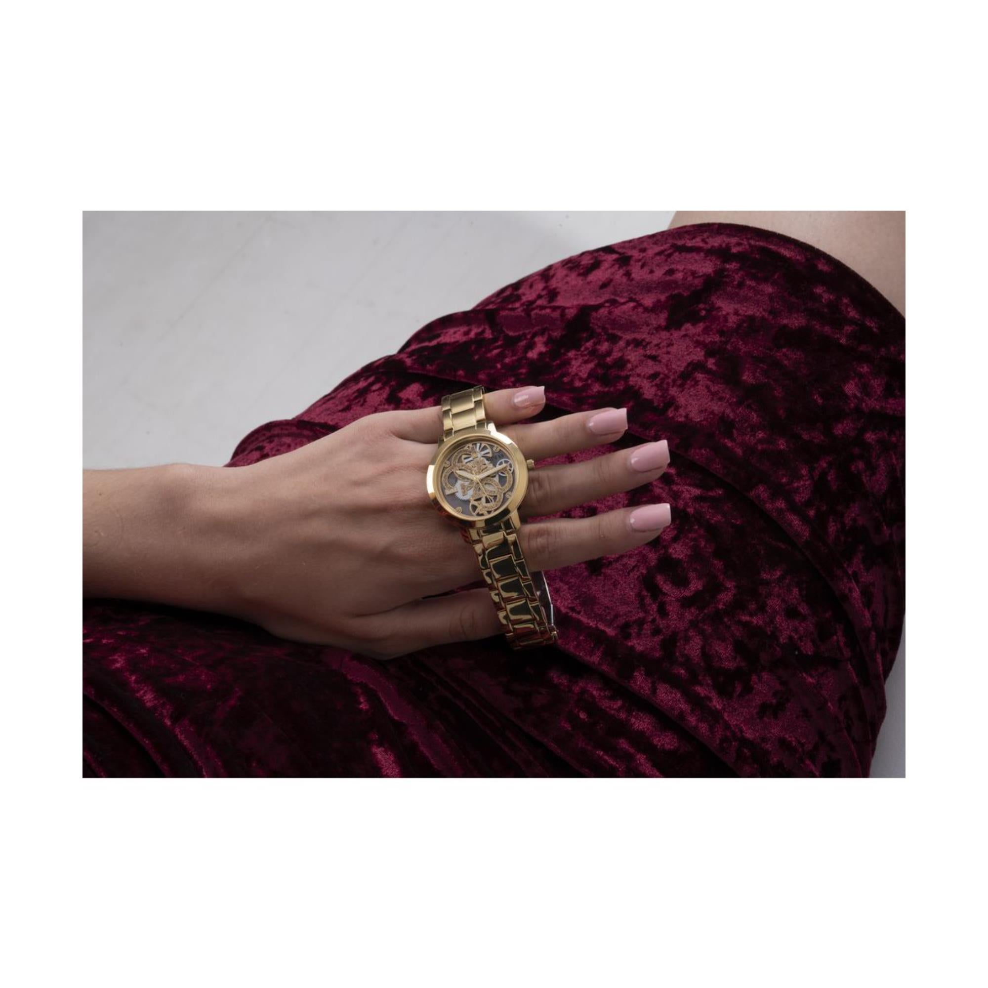 Guess Quatro Clear Gold Dial Stainless Steel Strap Women's Watch GW0300L2