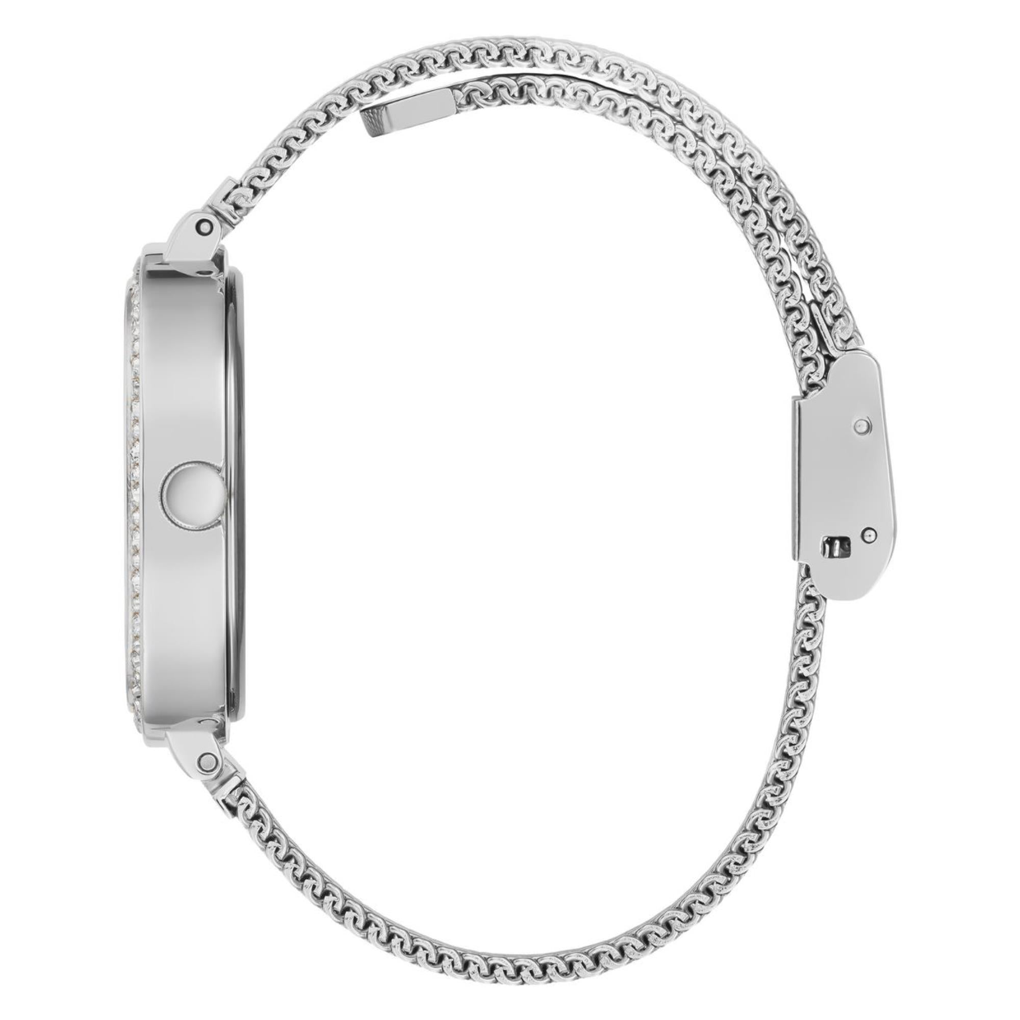 Guess Tapestry Rounded Square Silver Dial Stainless Steel Strap Women's Watch GW0354L1