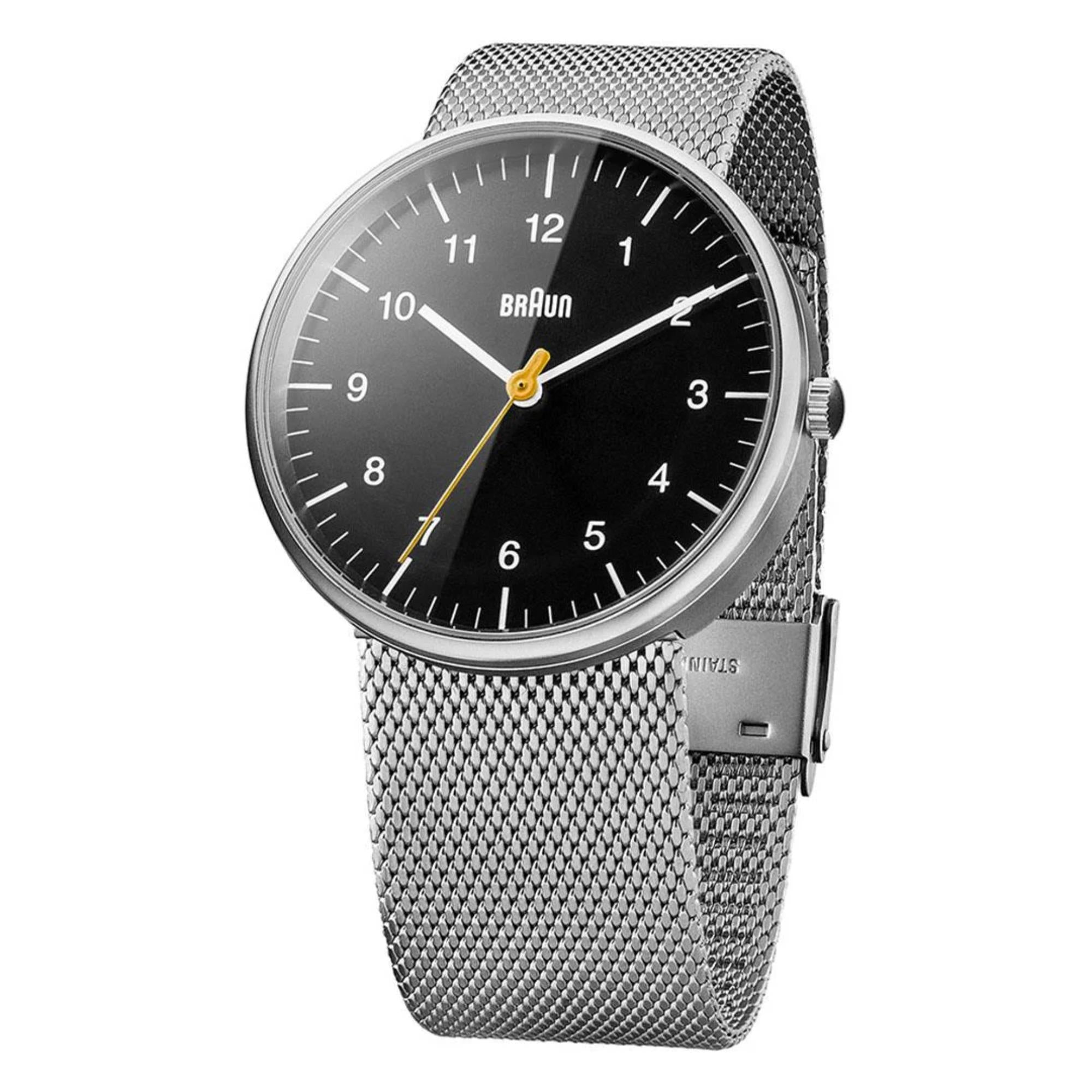 Braun Classic Black Dial Steel Mesh Strap Men's Watch BN0021BKSLMHG