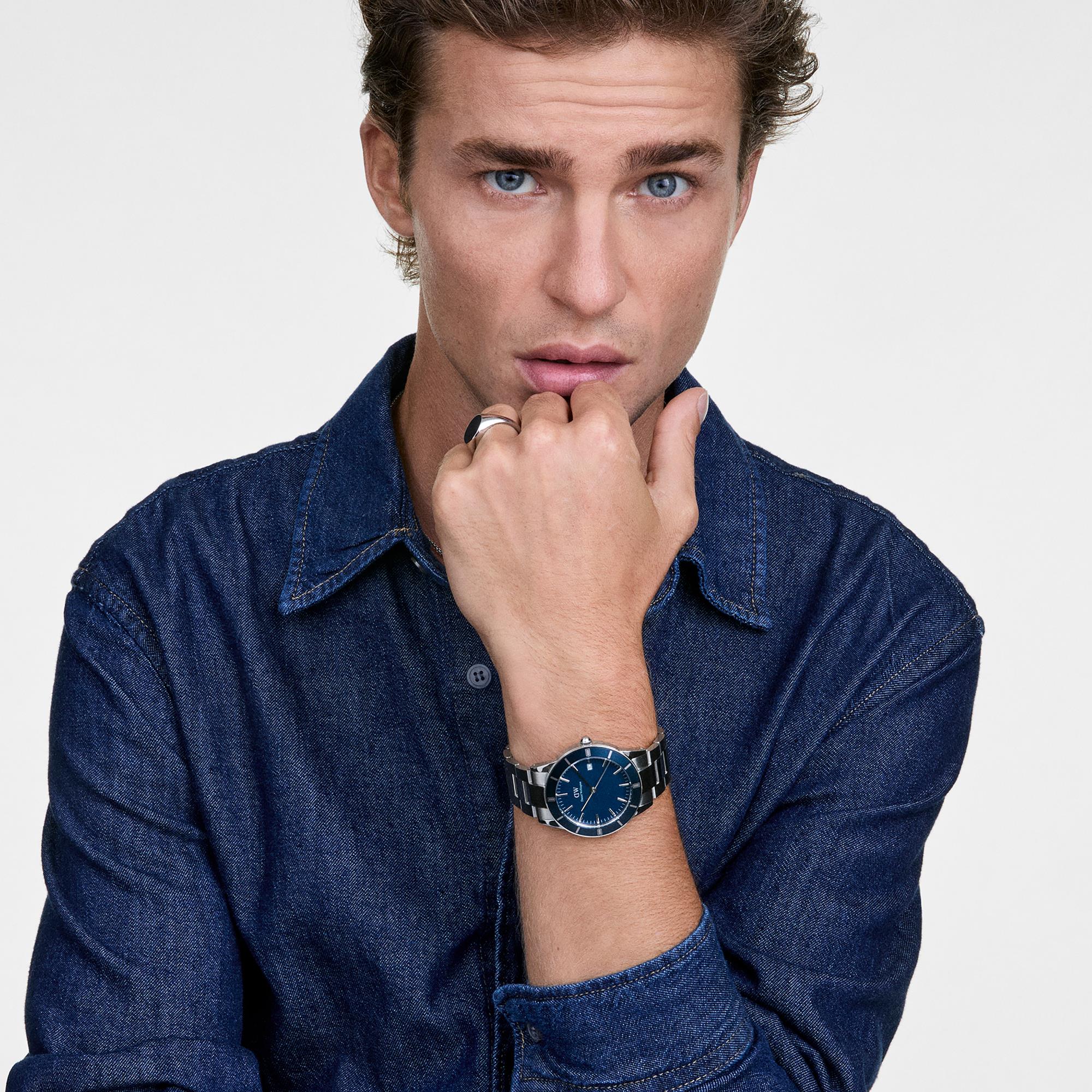 Daniel Wellington Iconic Paradigma Arctic Blue Sunray Dial Stainless Steel Strap Men's Watch DW00100820