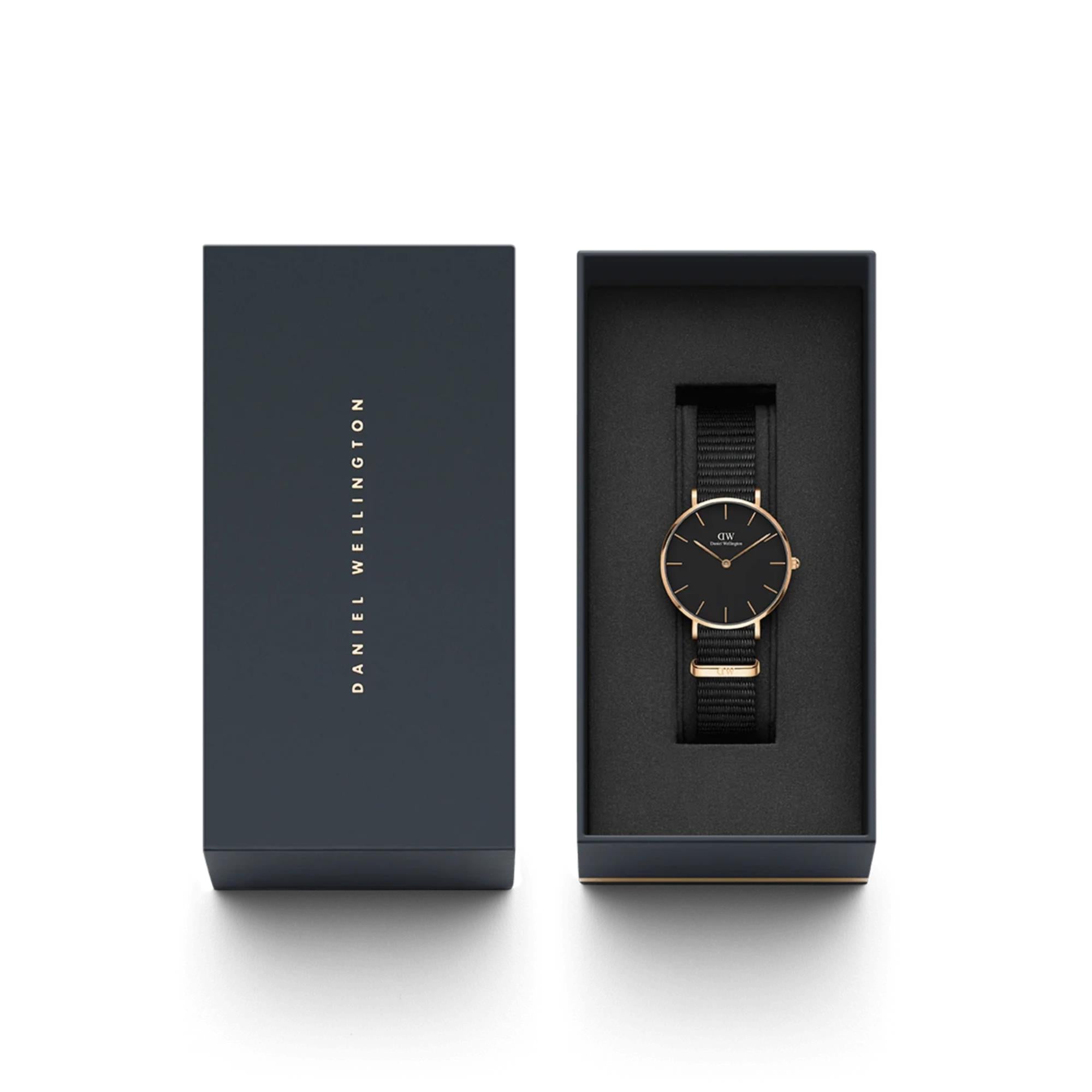 Daniel Wellington Petite Black Dial Fabric Strap Women's Watch DW00100247