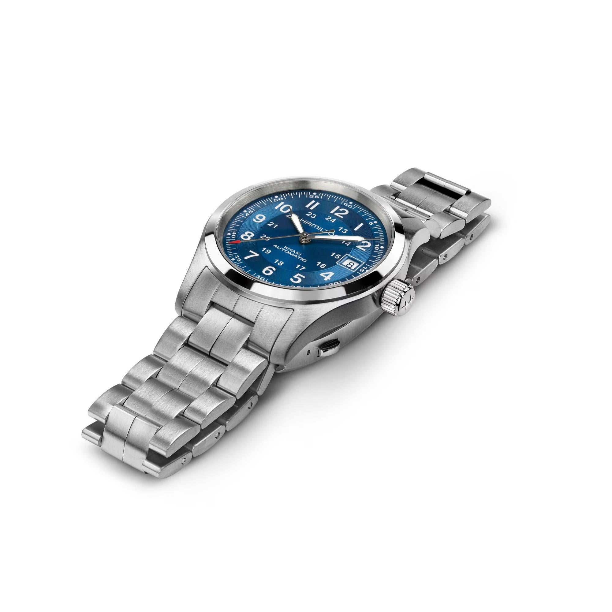 Hamilton Khaki Field Blue Dial Stainless Steel Strap Men's Watch H70455140