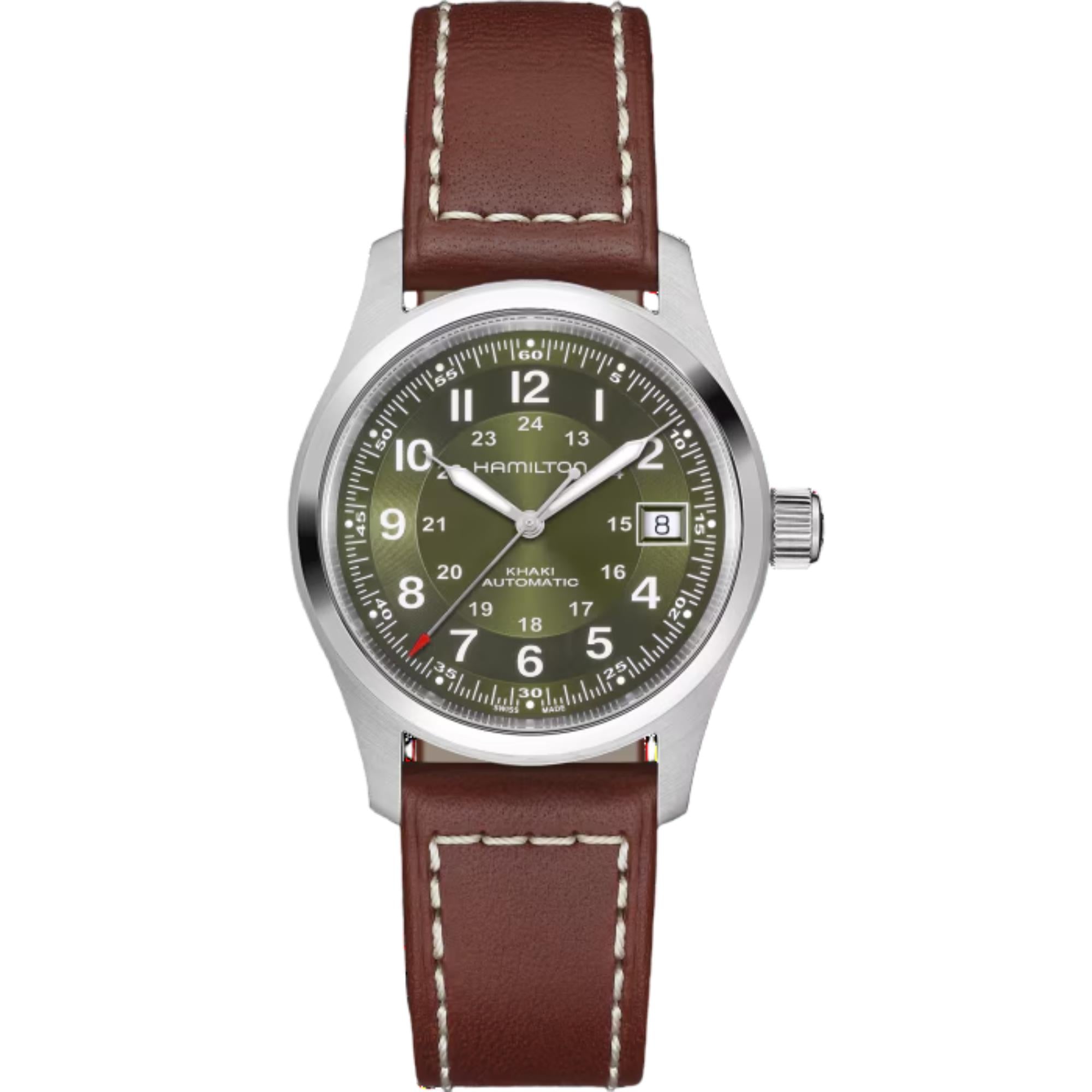 Hamilton Khaki Field Green Dial Leather Strap Men's Watch H70455560