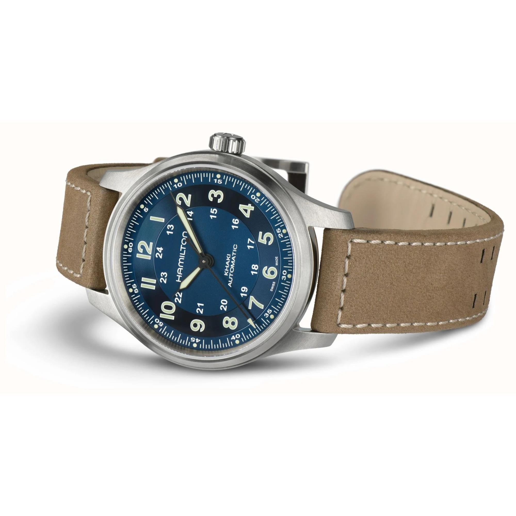Hamilton Khaki Field Blue Dial Leather Strap Men's Watch H70455540